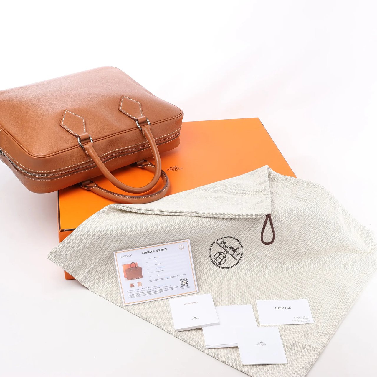 Hermès HERMES Plume 40 Evercolor Gold Silver Metal Fittings Handbag Z: 2021 Rood