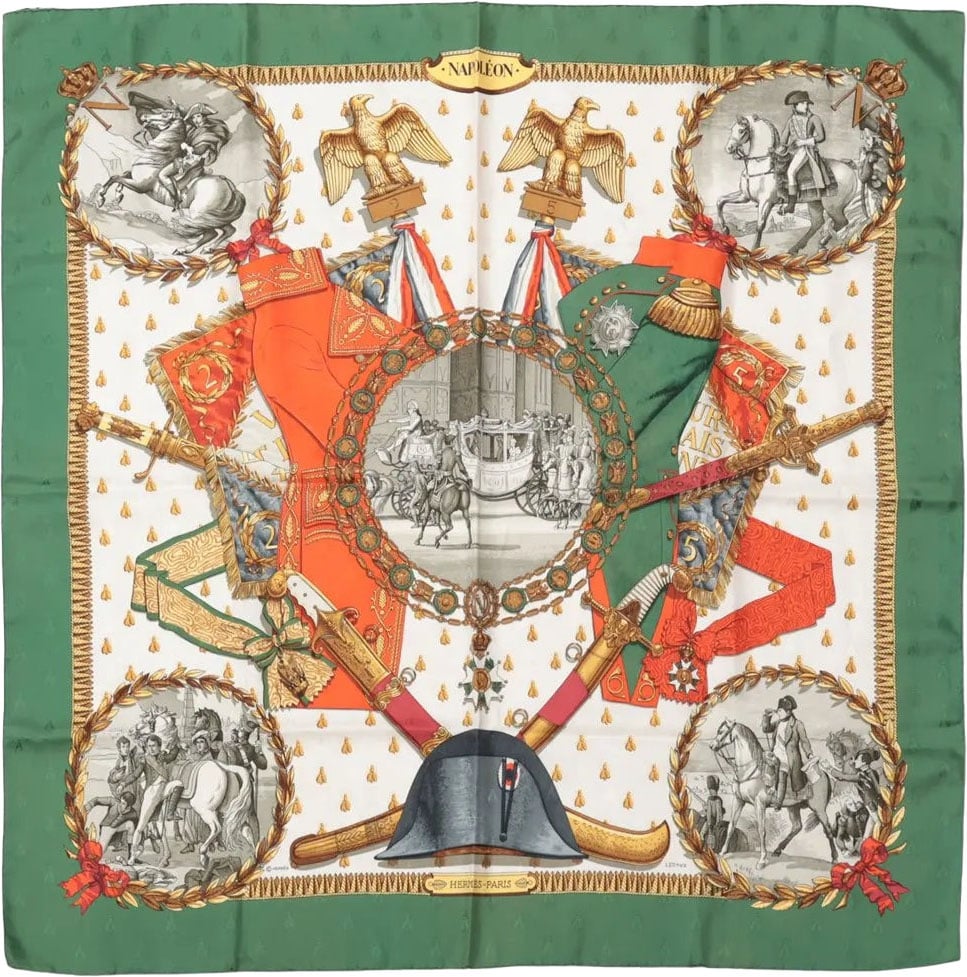 Hermès Hermès Carré 90 "NAPOLEON" Silk handkerchief in Green Roze