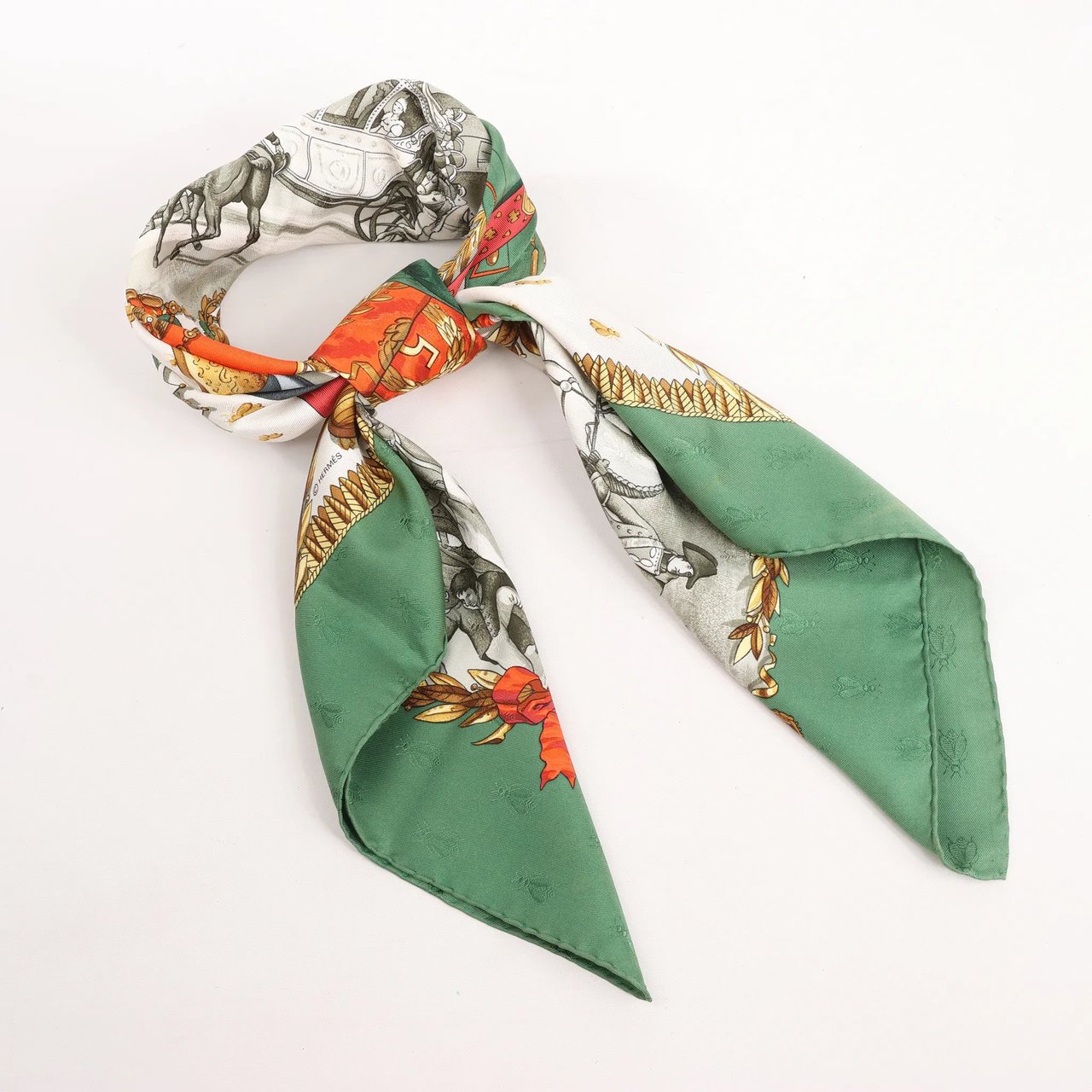 Hermès Hermès Carré 90 "NAPOLEON" Silk handkerchief in Green Roze