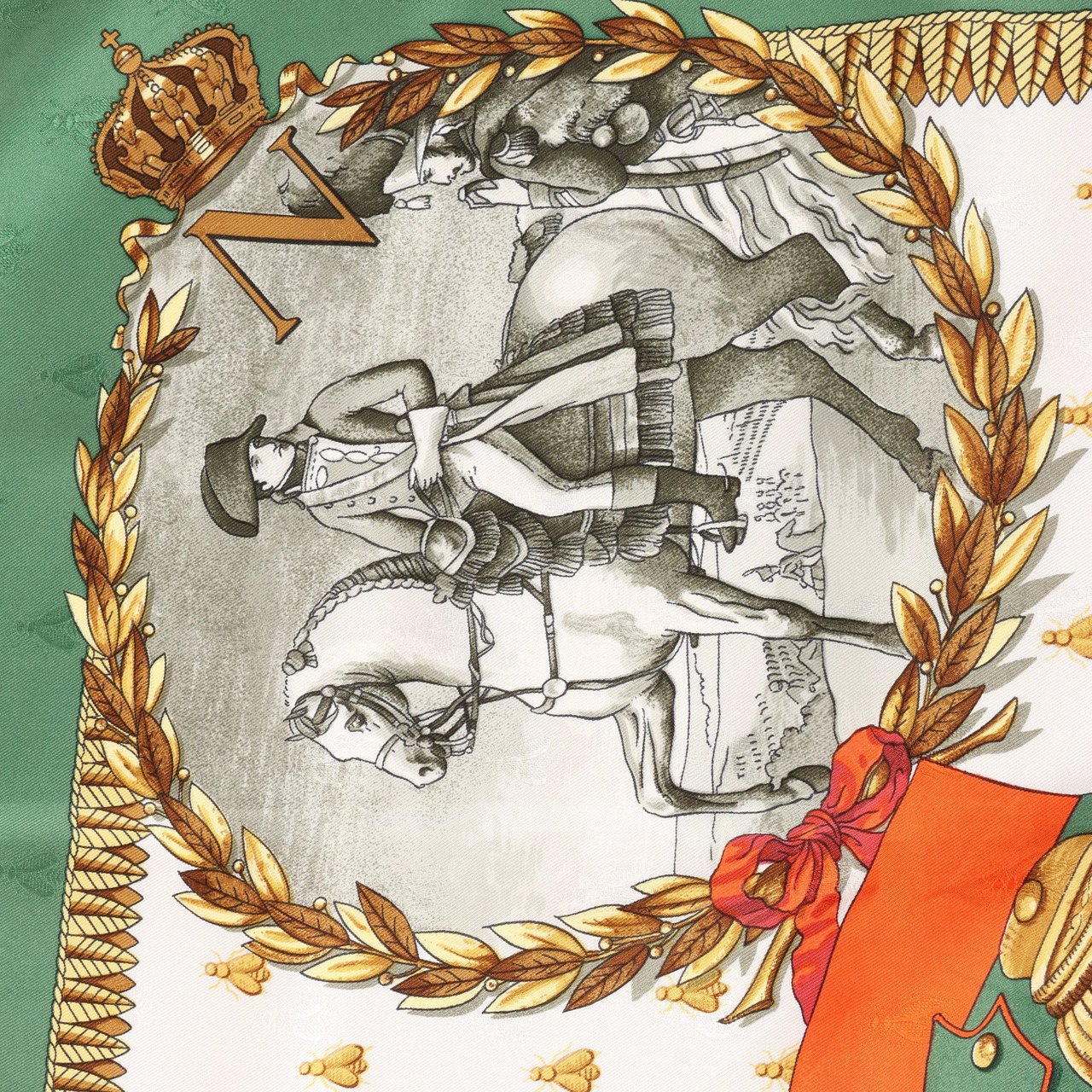 Hermès Hermès Carré 90 "NAPOLEON" Silk handkerchief in Green Roze