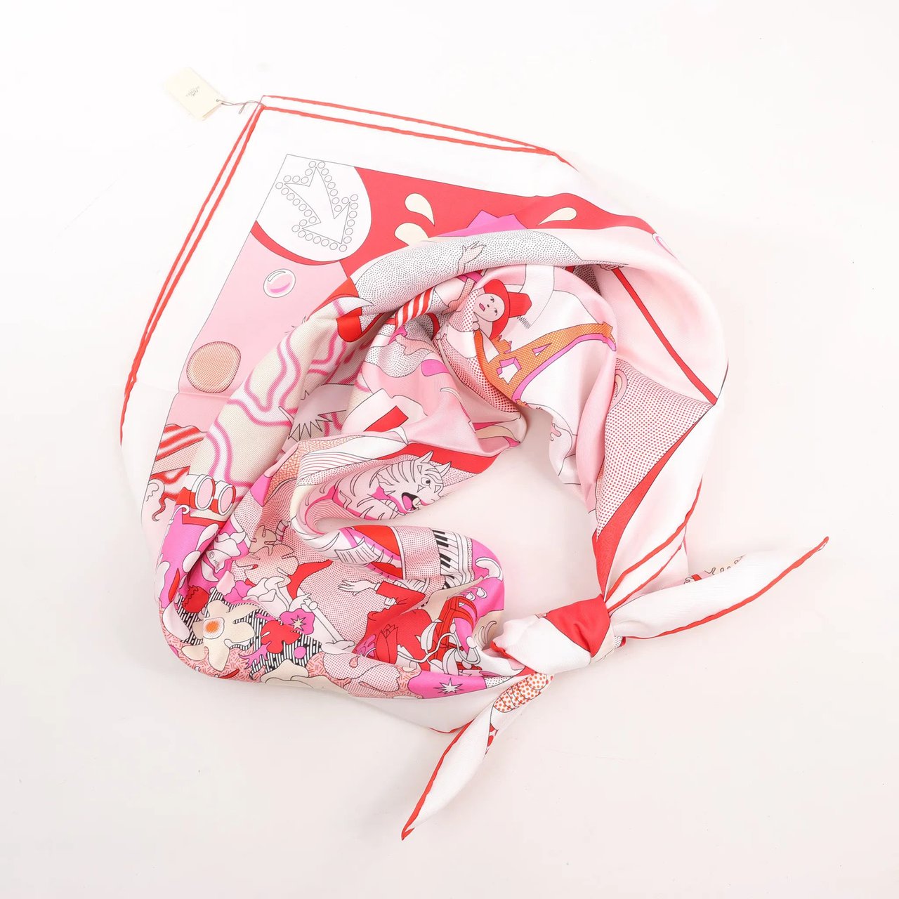 Hermès Hermès Carré 90 "CA DECOIFFE" Silk handkerchief in Pink Roze