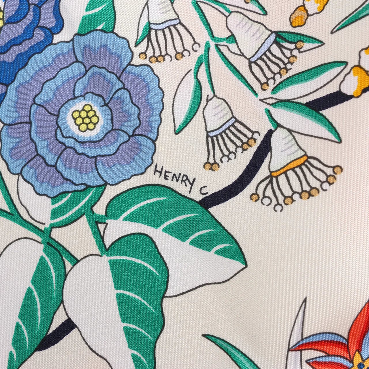 Hermès Hermès Carré 90 "PLANIFLEURS" Silk handkerchief in Ecru Divers