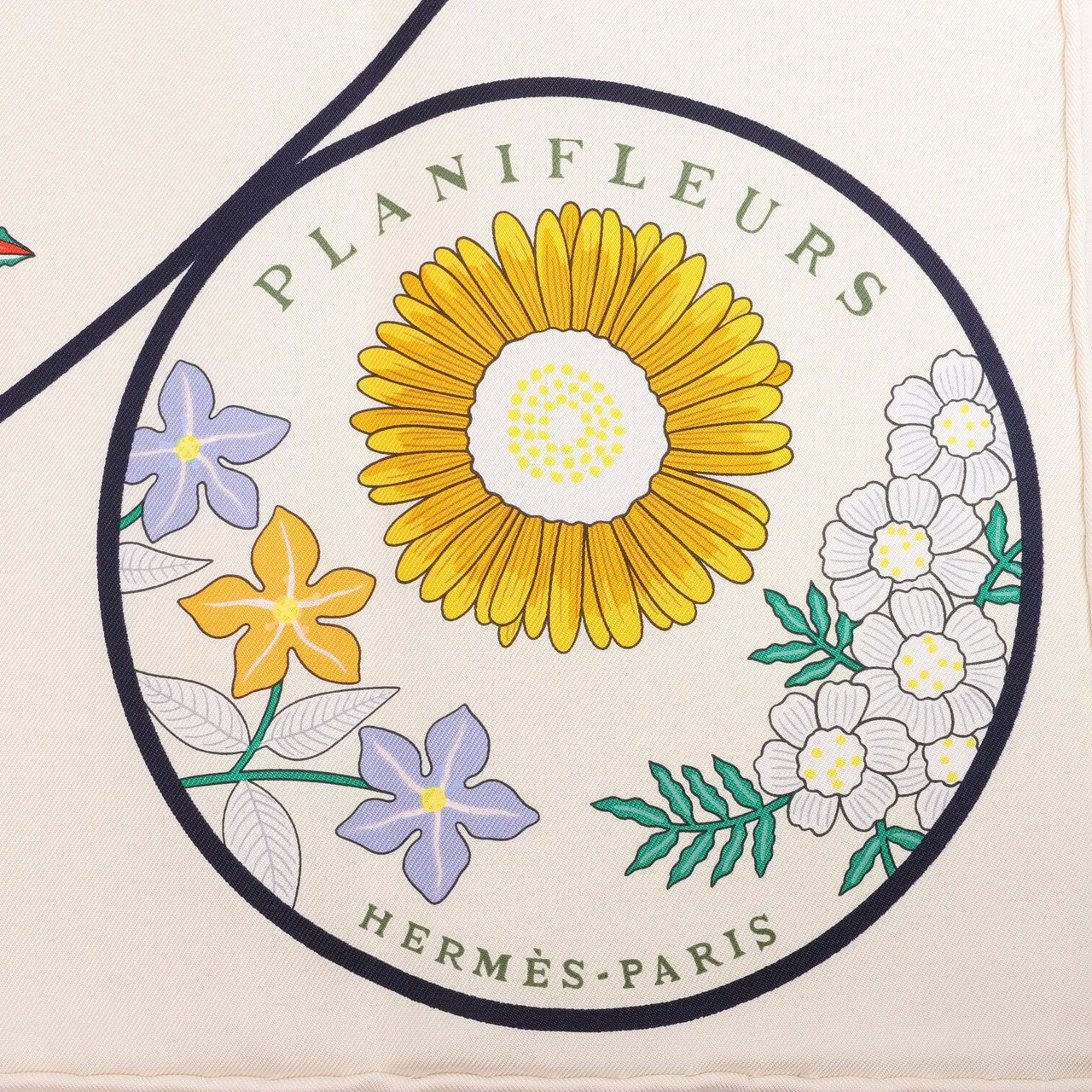 Hermès Hermès Carré 90 "PLANIFLEURS" Silk handkerchief in Ecru Divers