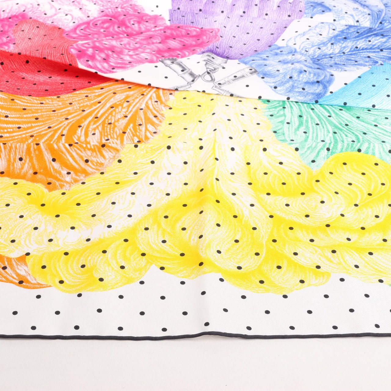 Hermès Hermès Carré 90 "Plumets et Panaches" Silk handkerchief in White x Multicolor Divers