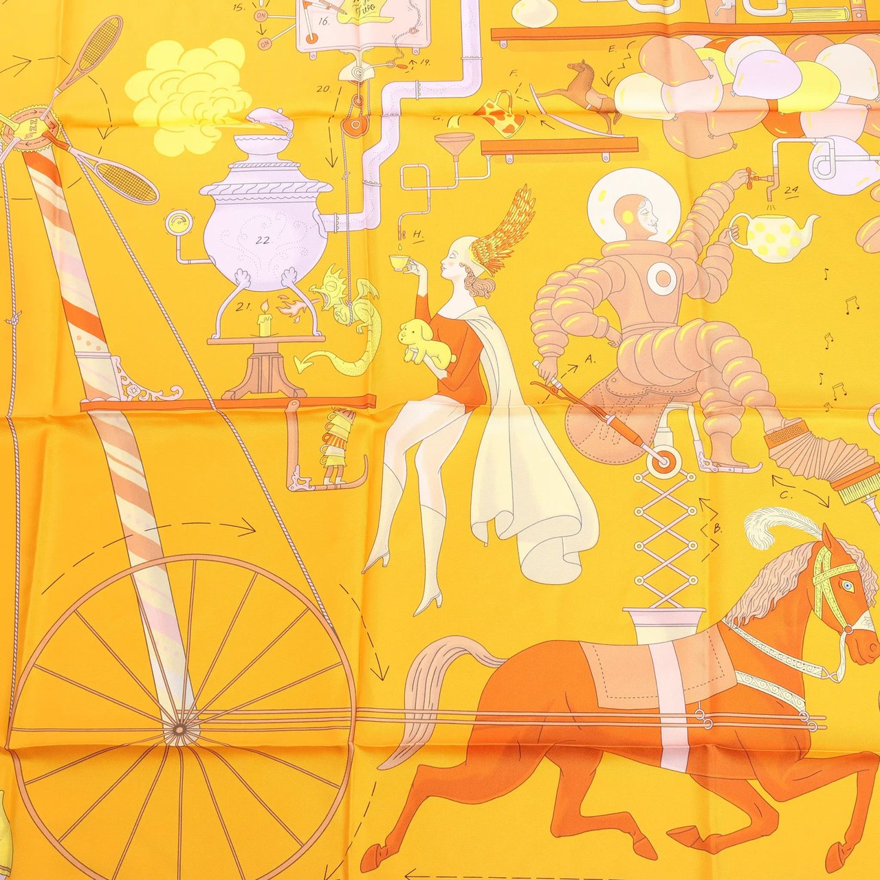 Hermès Hermès Carré 90 "Tea for Two" Silk handkerchief in Orange Oranje