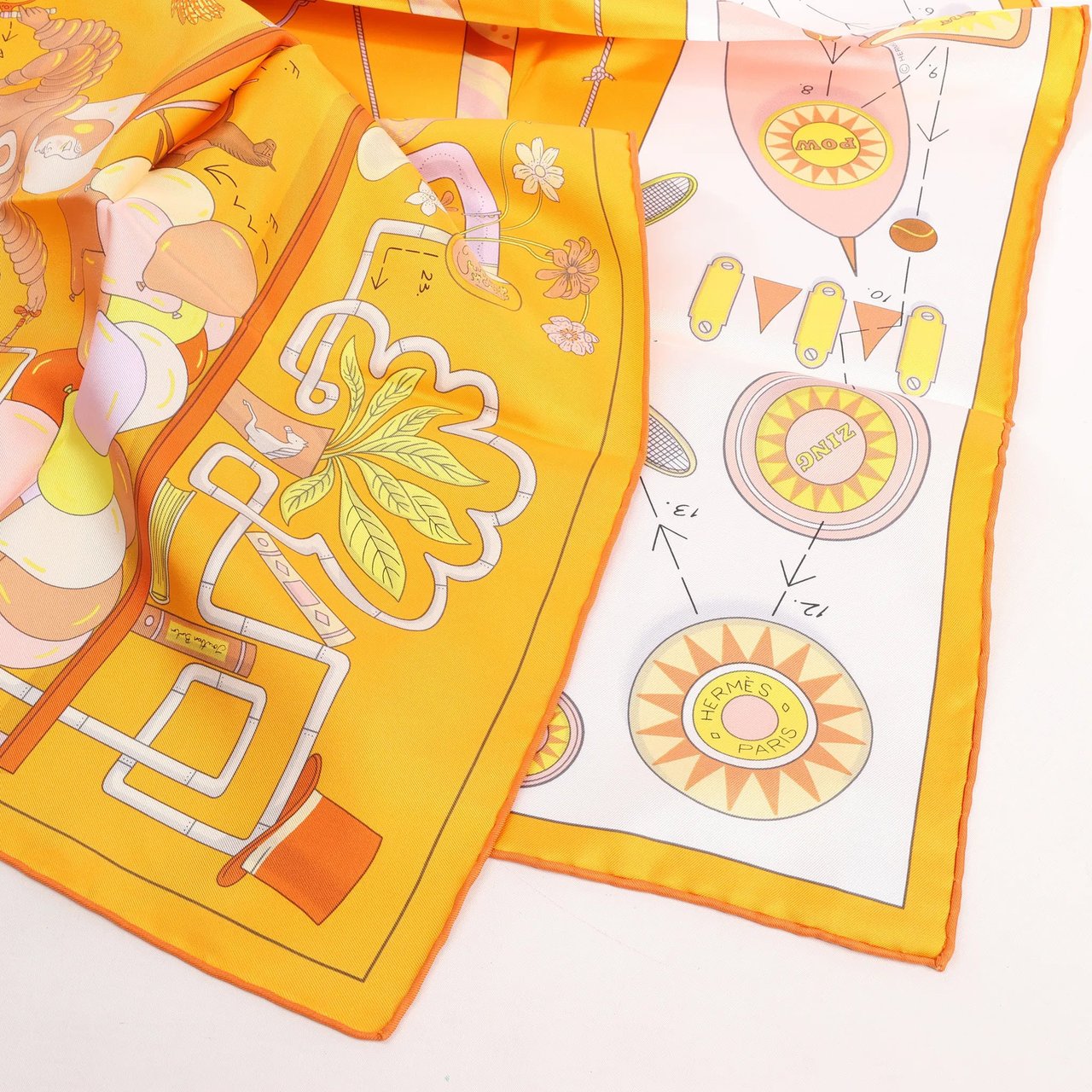 Hermès Hermès Carré 90 "Tea for Two" Silk handkerchief in Orange Oranje