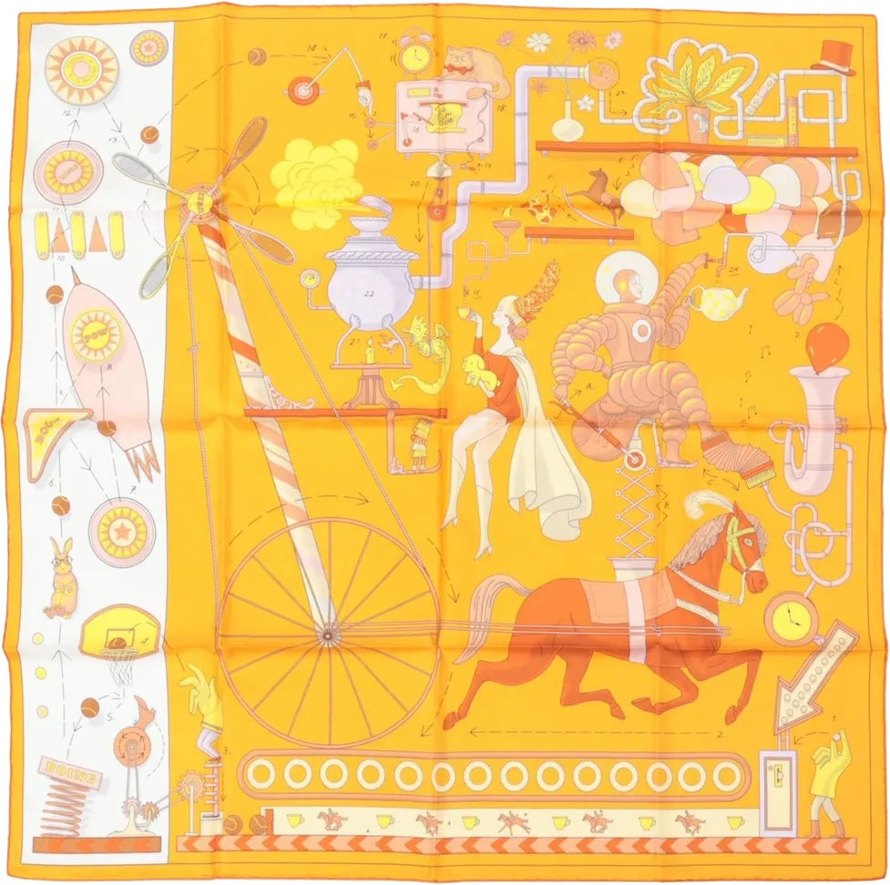 Hermès Hermès Carré 90 "Tea for Two" Silk handkerchief in Orange Oranje