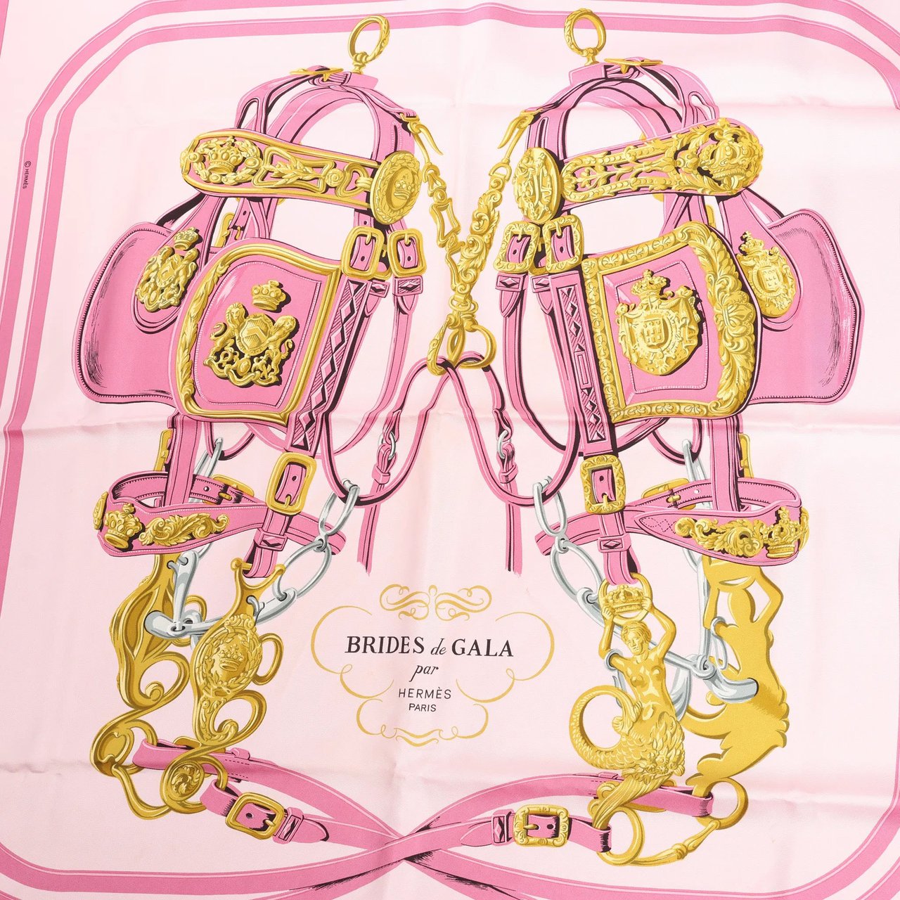 Hermès Hermès Carré 90 "BRIDES de GALA" Silk handkerchief in Pink Roze