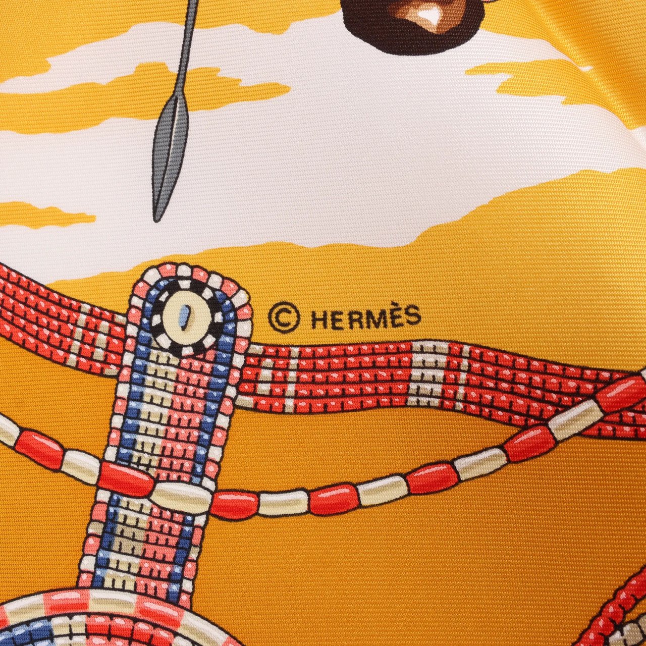 Hermès Hermès Carré 90 "PERLES DU KENYA" Silk handkerchief in Orange Oranje