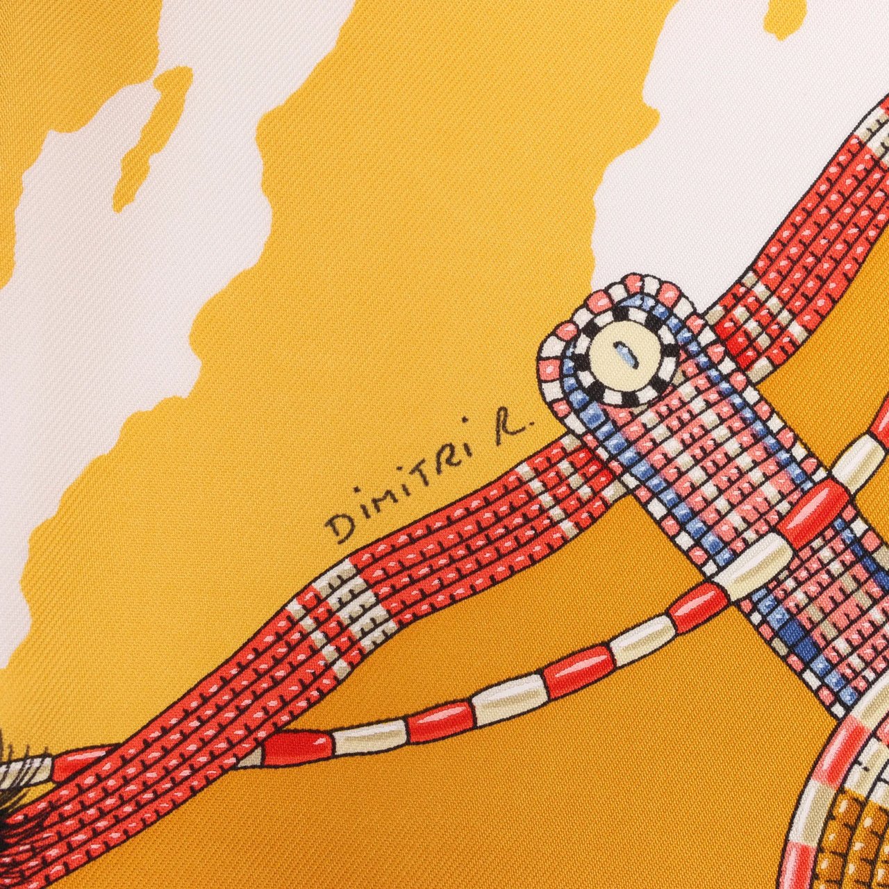 Hermès Hermès Carré 90 "PERLES DU KENYA" Silk handkerchief in Orange Oranje