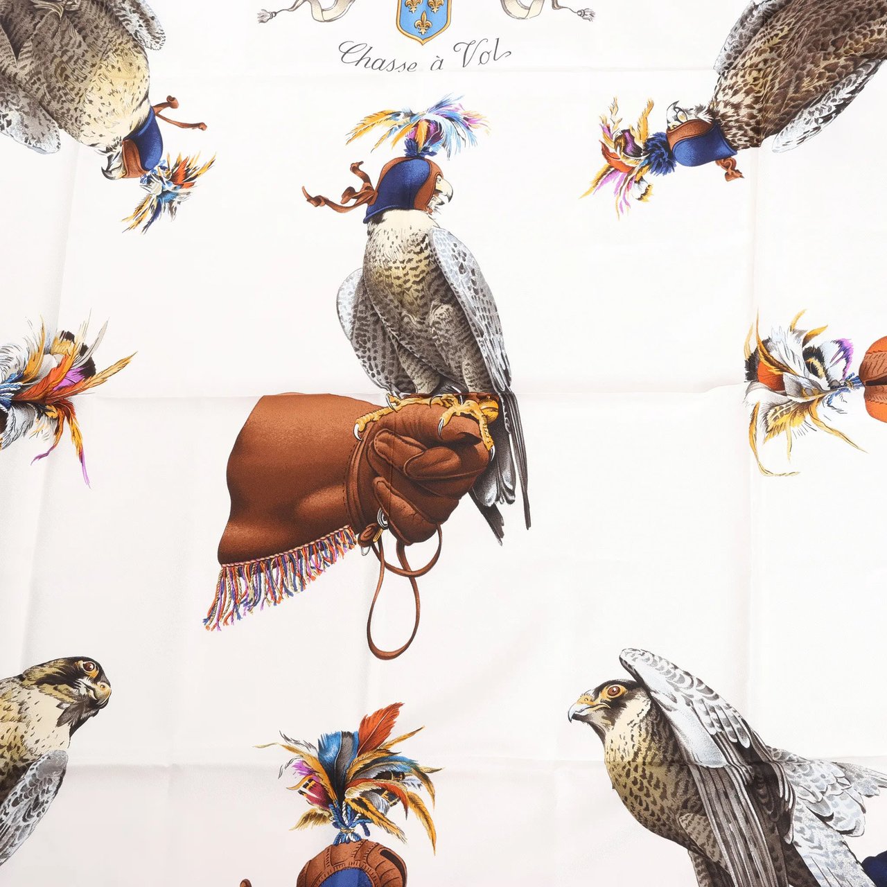 Hermès Hermès Carré 90 "Chasse a Vol falconry" Silk handkerchief in Navy Blue Blauw