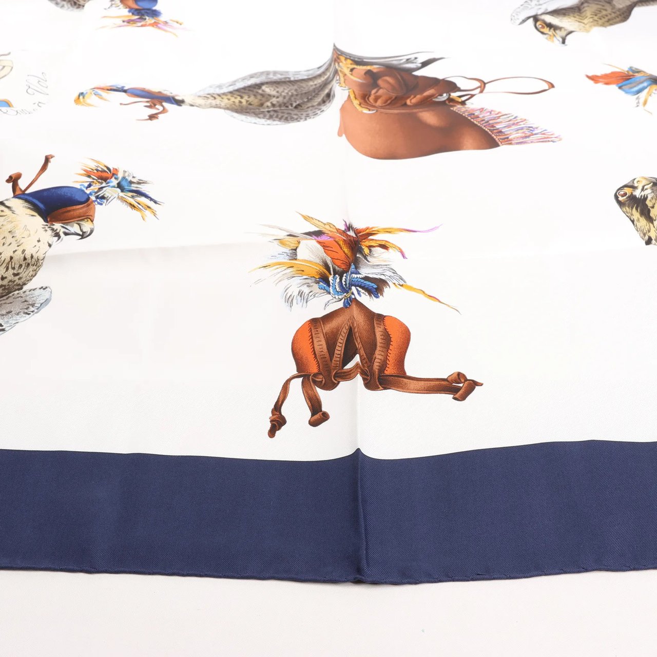 Hermès Hermès Carré 90 "Chasse a Vol falconry" Silk handkerchief in Navy Blue Blauw