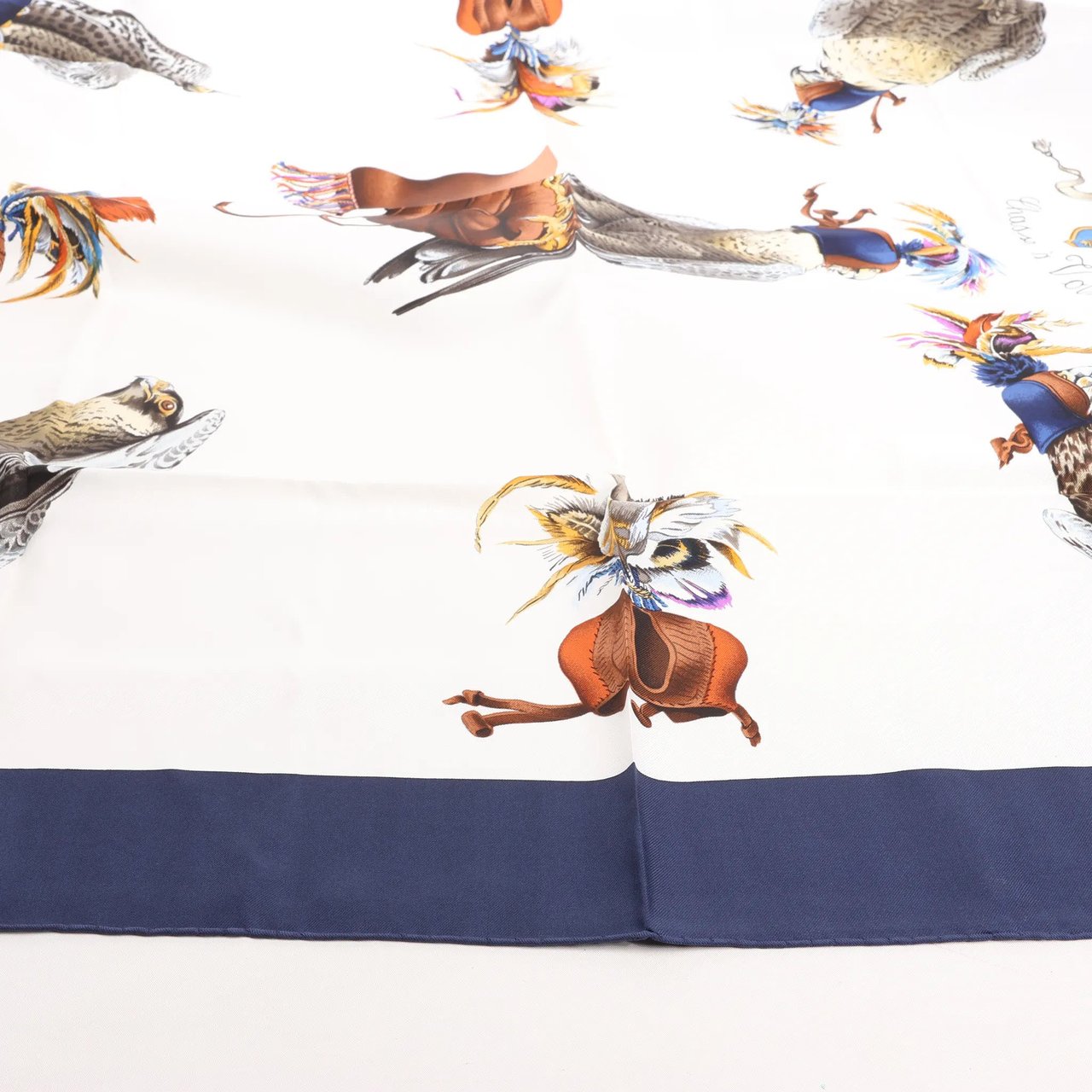Hermès Hermès Carré 90 "Chasse a Vol falconry" Silk handkerchief in Navy Blue Blauw