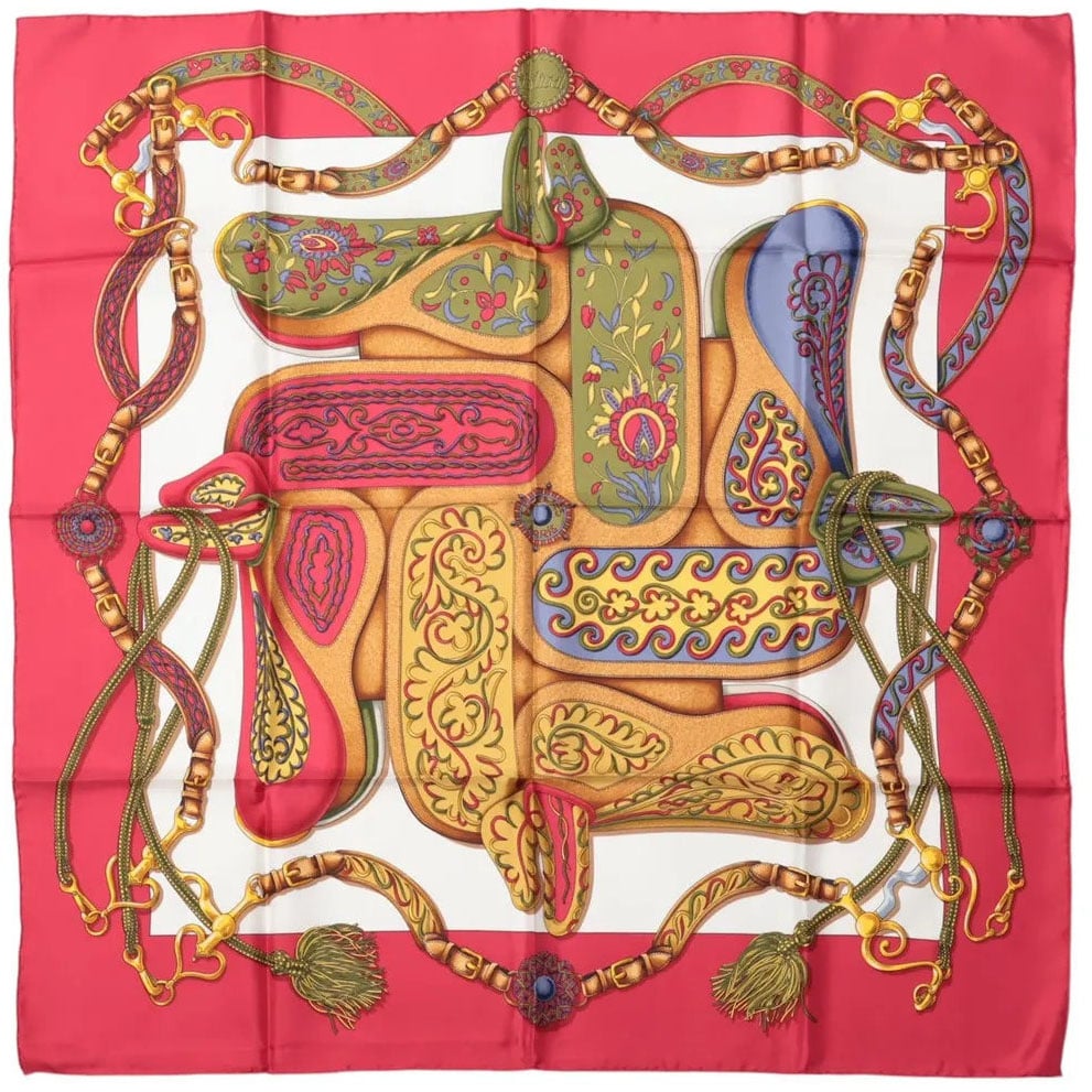 Hermès Hermès Carré 90 "Festival des Amazones" Silk handkerchief in Red Divers