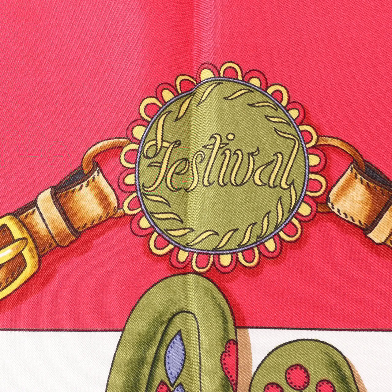 Hermès Hermès Carré 90 "Festival des Amazones" Silk handkerchief in Red Divers