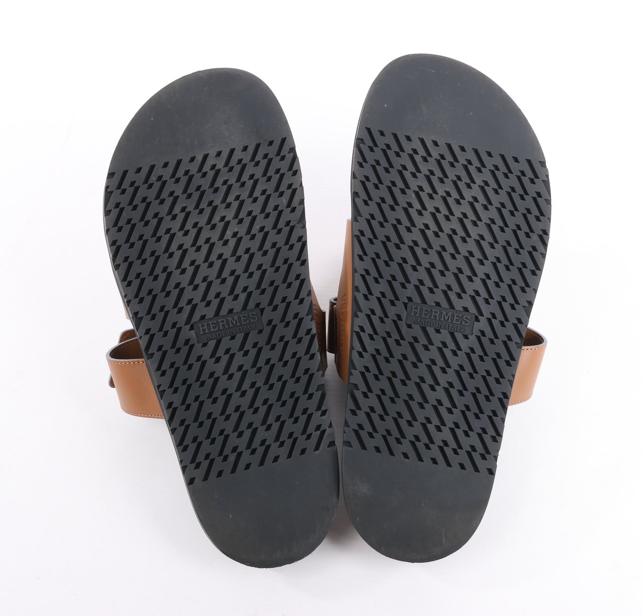 Hermès HERMES Cypre Leather Sandals in Brown Velcro Strap, Size 42 EU Bruin