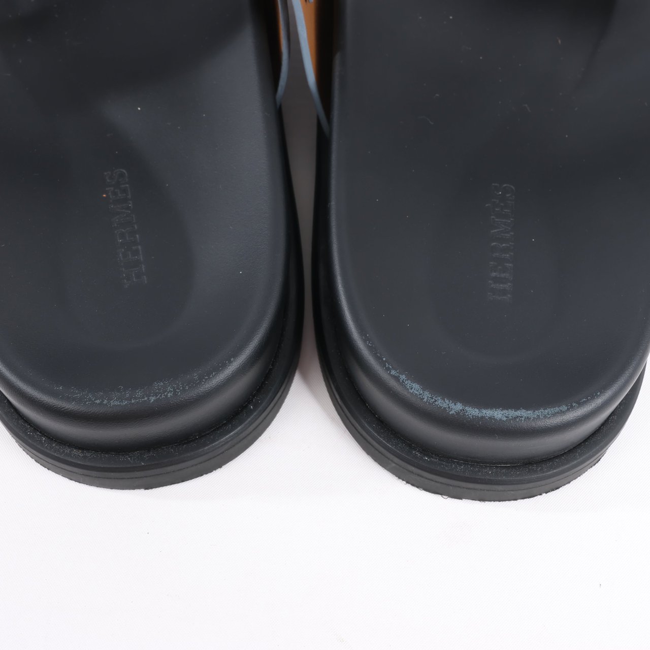 Hermès HERMES Cypre Leather Sandals in Brown Velcro Strap, Size 42 EU Bruin