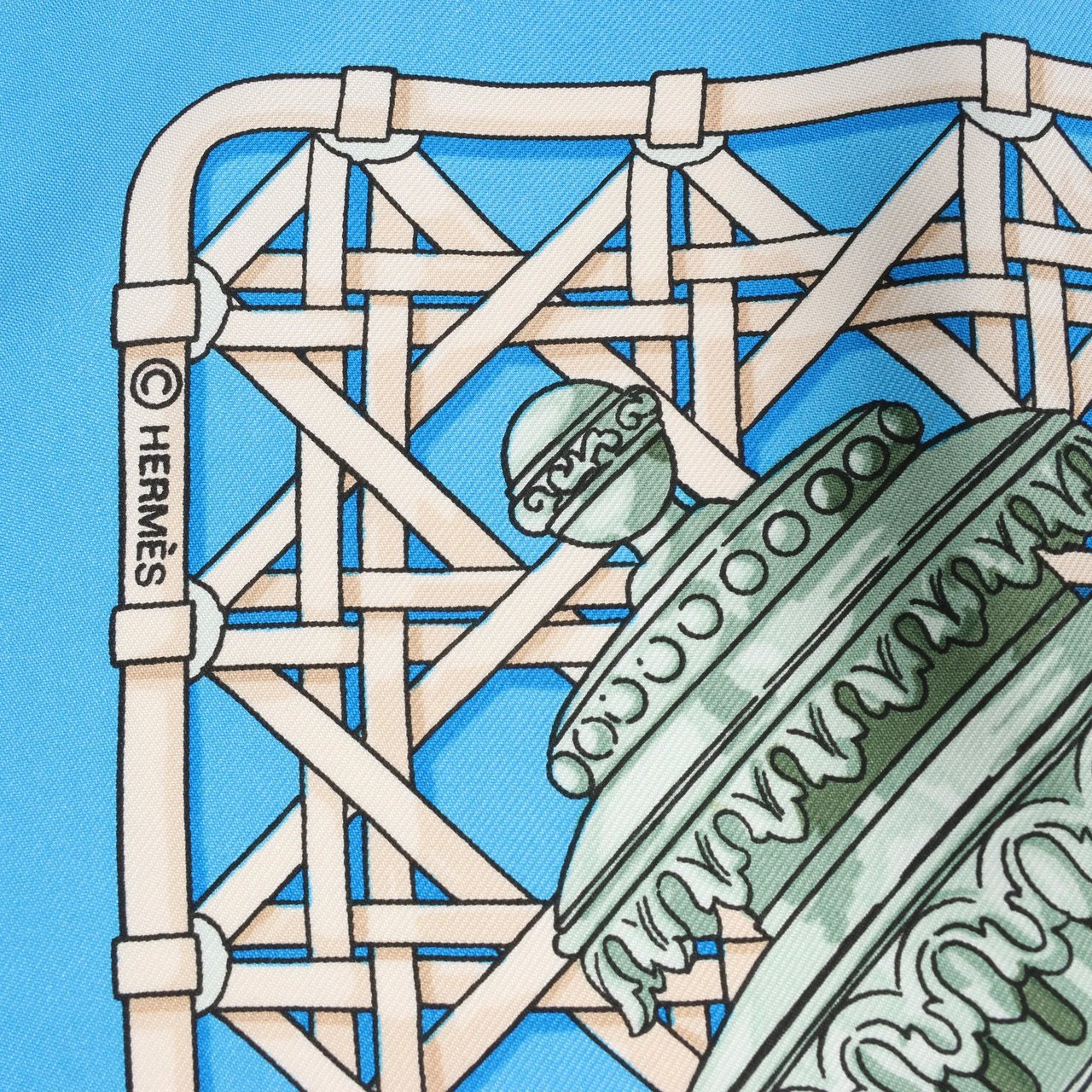 Hermès Hermès Carré 90 "FEUX DE ROUTE" Silk handkerchief in Blue Blauw