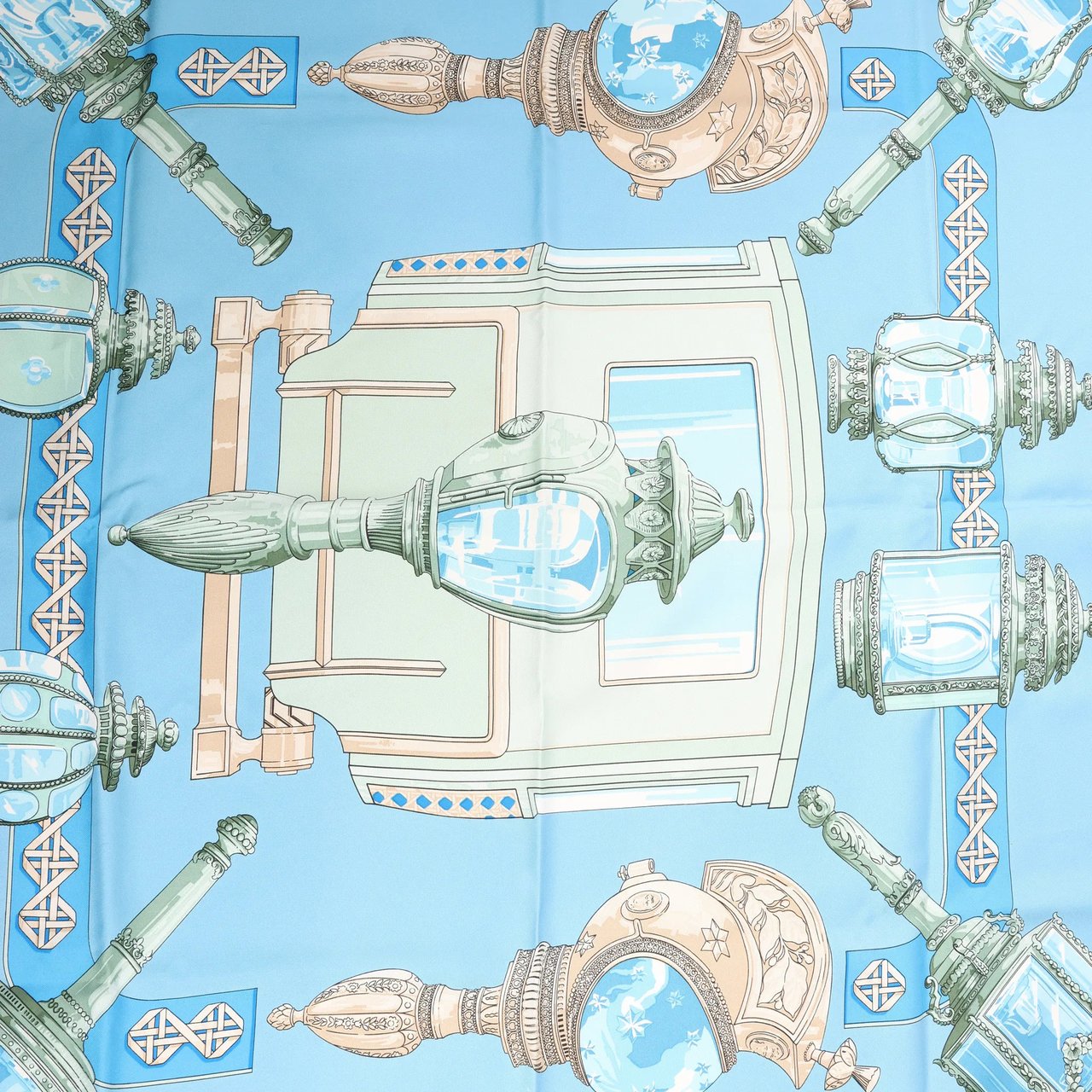 Hermès Hermès Carré 90 "FEUX DE ROUTE" Silk handkerchief in Blue Blauw