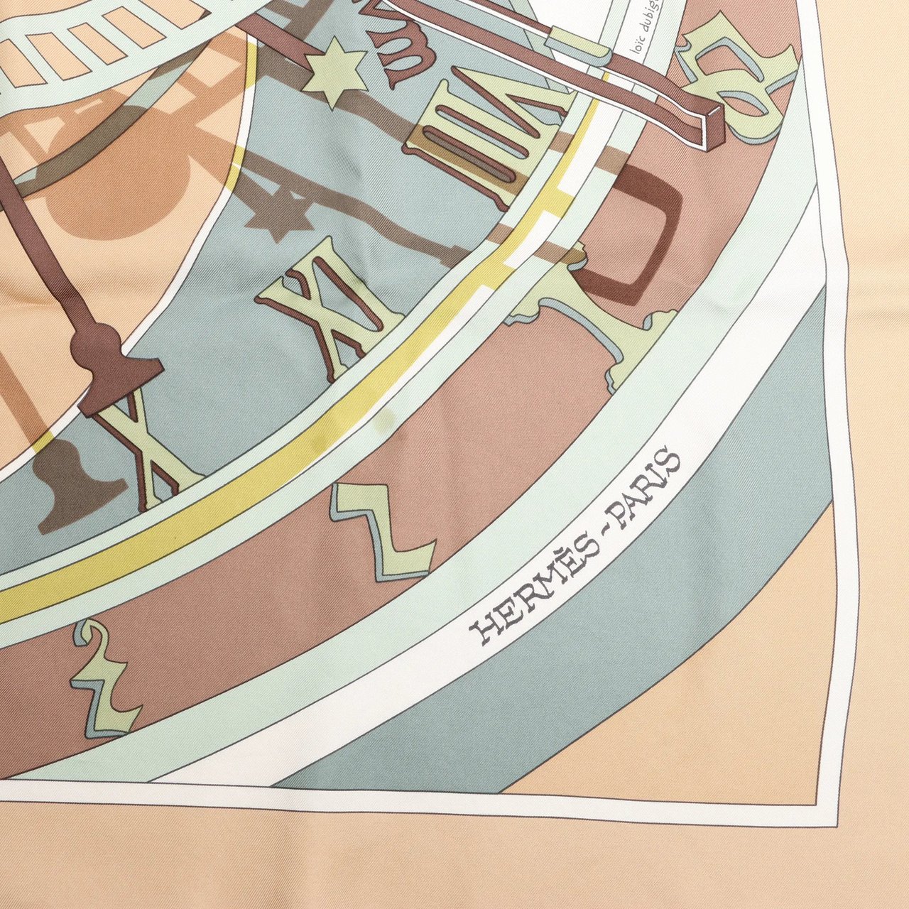 Hermès Hermès Carré 90 "MECANIQUE DU TEMPS" Silk handkerchief in Beige Beige