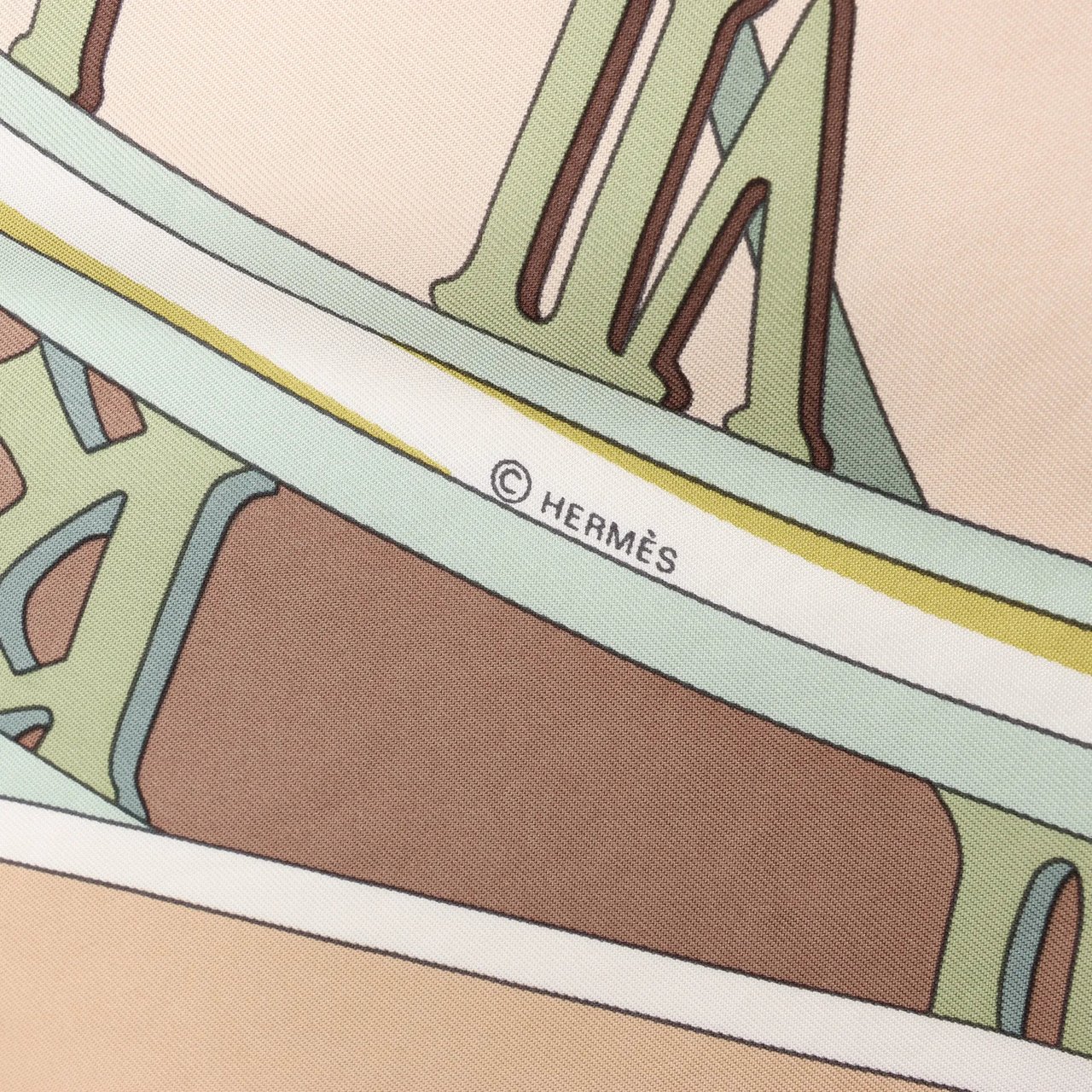 Hermès Hermès Carré 90 "MECANIQUE DU TEMPS" Silk handkerchief in Beige Beige