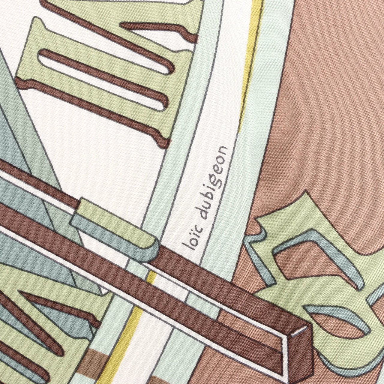 Hermès Hermès Carré 90 "MECANIQUE DU TEMPS" Silk handkerchief in Beige Beige