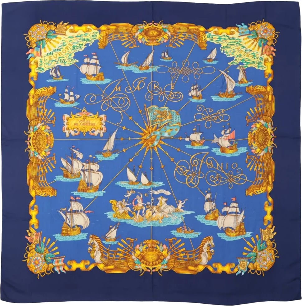 Hermès Hermès Carré Géant "VOILES DE LUMIERE" Cashmere x Silk scarf in Navy Blue Navy