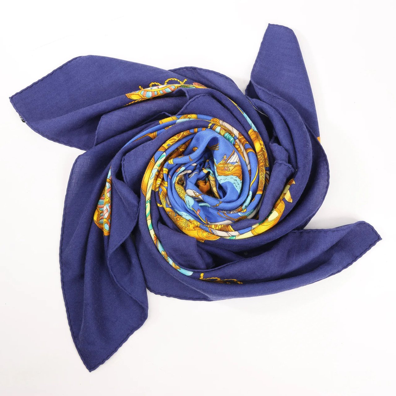Hermès Hermès Carré Géant "VOILES DE LUMIERE" Cashmere x Silk scarf in Navy Blue Navy