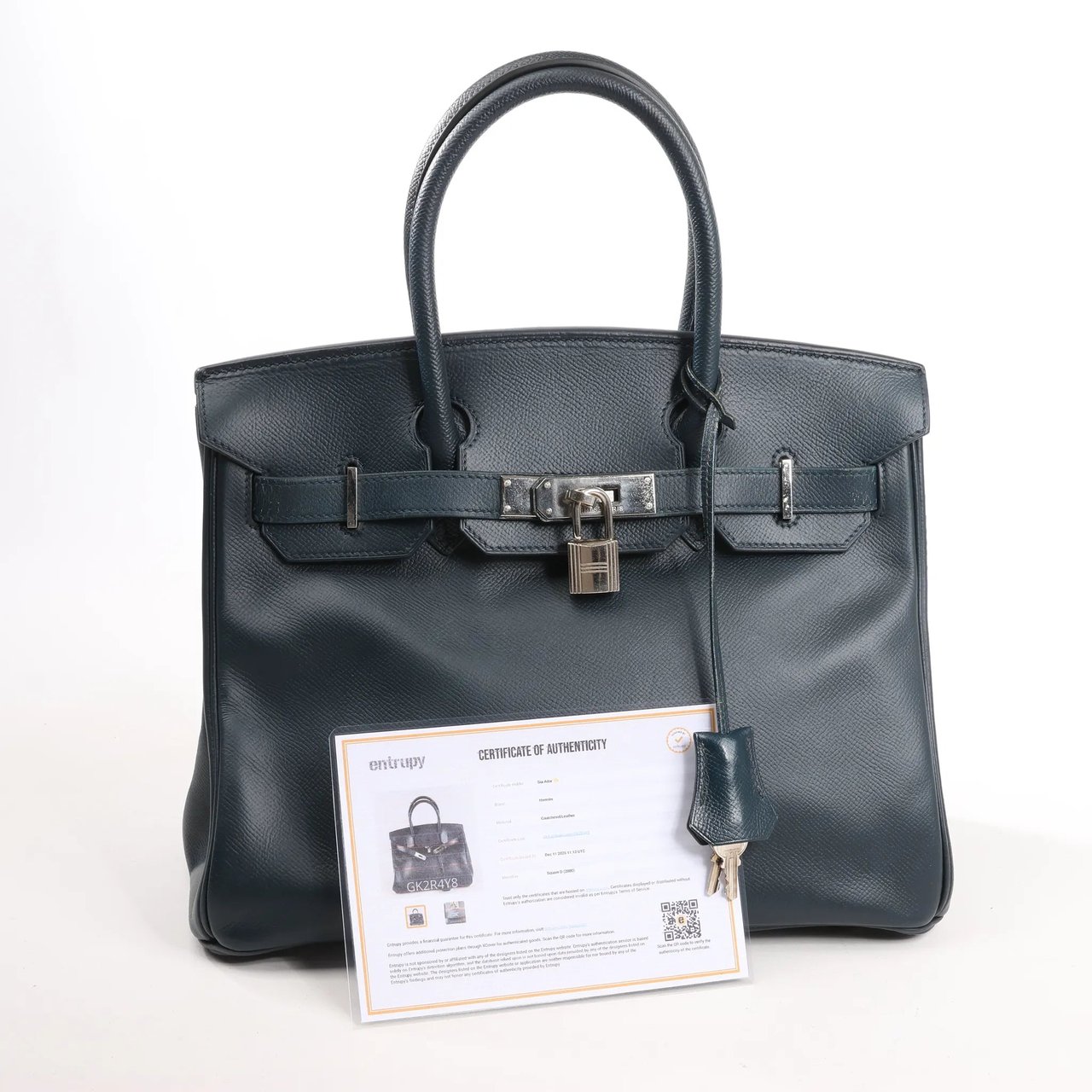 Hermès HERMES Birkin 30 Le Tournay Veau Epsom Handbag in Navy Blue □D: 2000 Navy