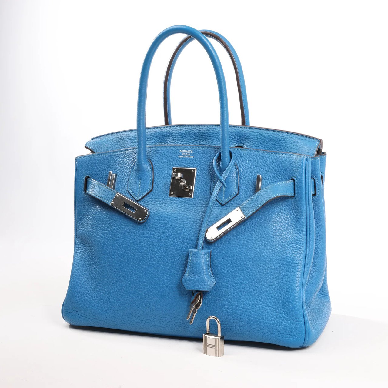 Hermès HERMES Birkin 30 Le Tournay Taurillon Clemence Handbag in Mykonos Blauw