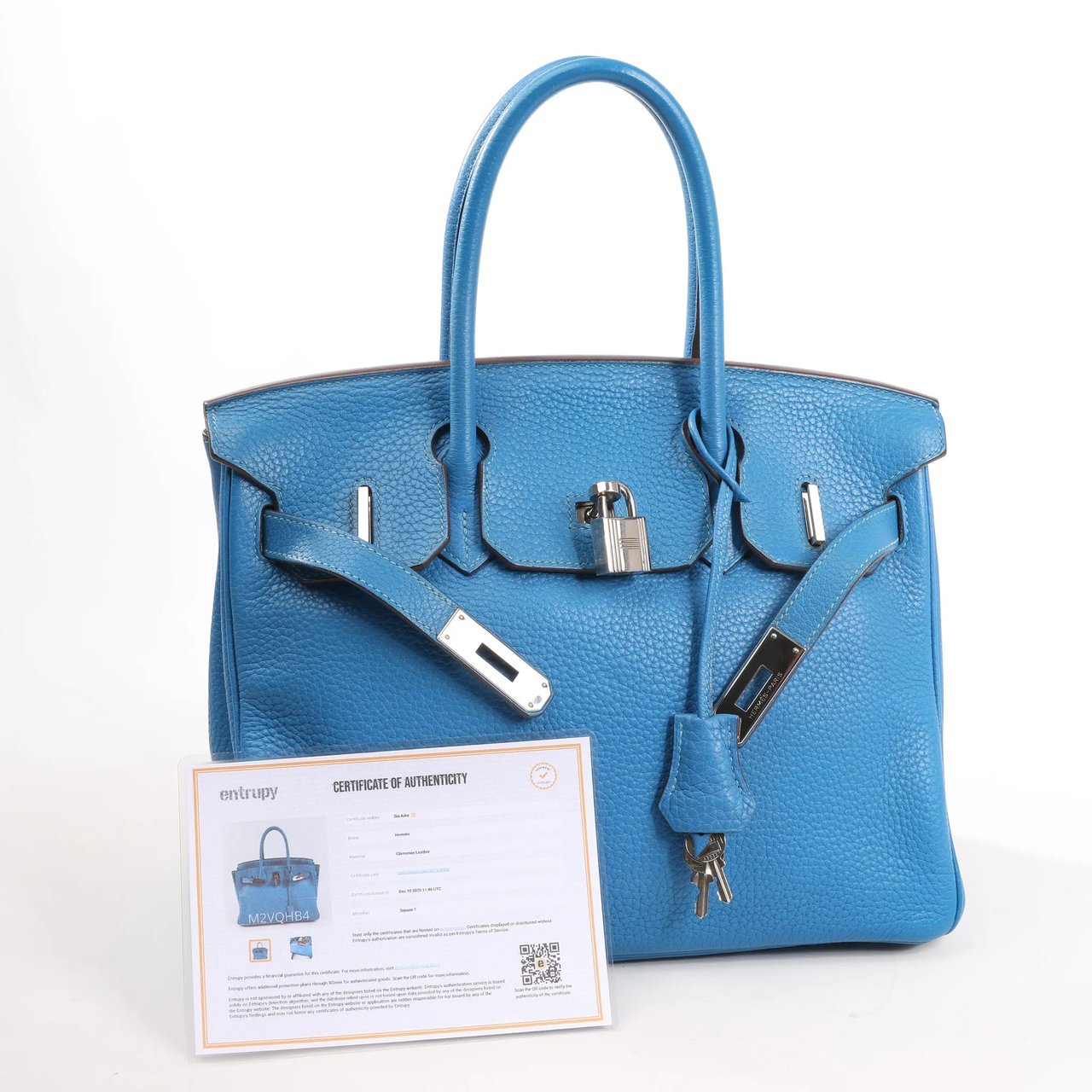 Hermès HERMES Birkin 30 Le Tournay Taurillon Clemence Handbag in Mykonos Blauw