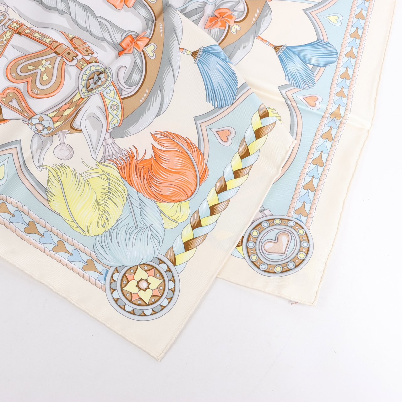 Hermès Hermes Carré 90 "HARNAIS DE COEUR" Silk handkerchief in Multicolor Divers