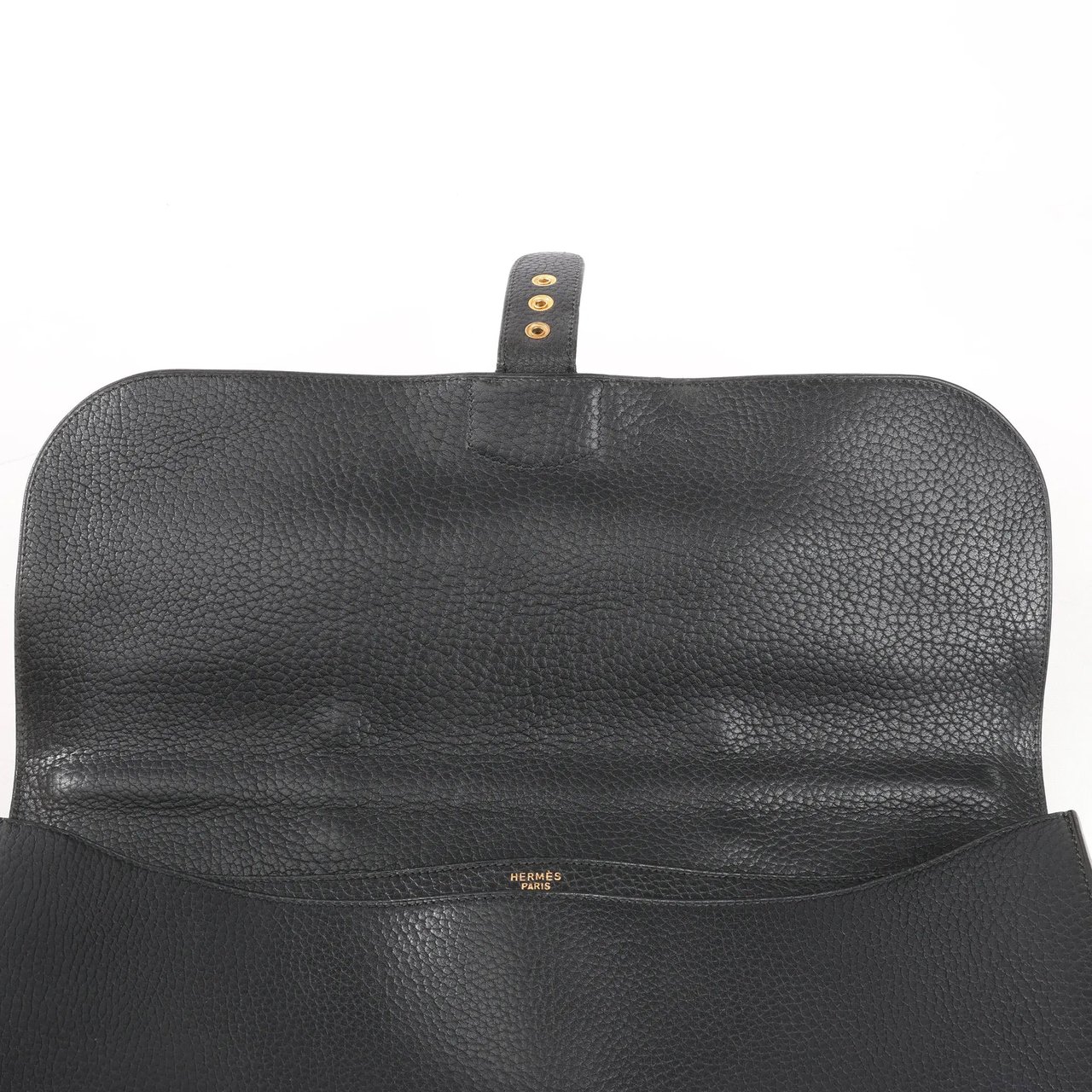 Hermès HERMÈS Sac à Depeche 38 Ardennes Leather Handbag in Black ○V:1992 Zwart