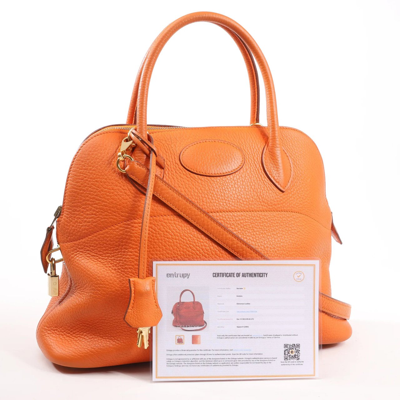 Hermès HERMES Bolide 31 Taurillon Clemence 2Way Handbag in Orange □H: 2004 Oranje