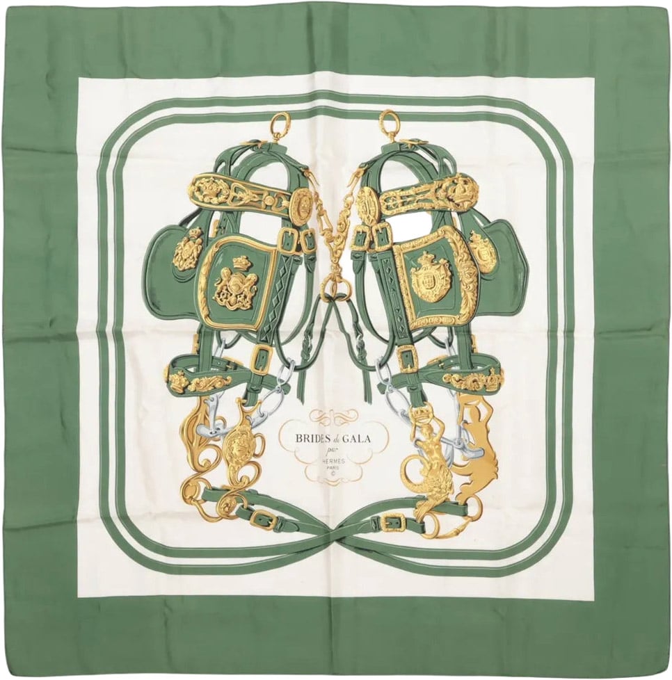 Hermès Hermès Carré 90 "BRIDES de GALA" Silk handkerchief in Green Divers