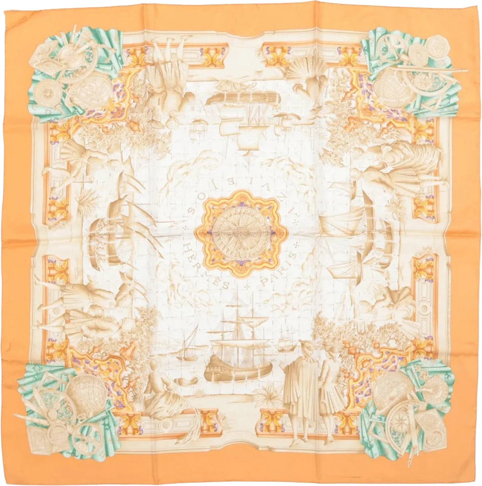 Hermès Hermès Carré 90 "AZVLEJOS" Silk handkerchief in Orange Oranje