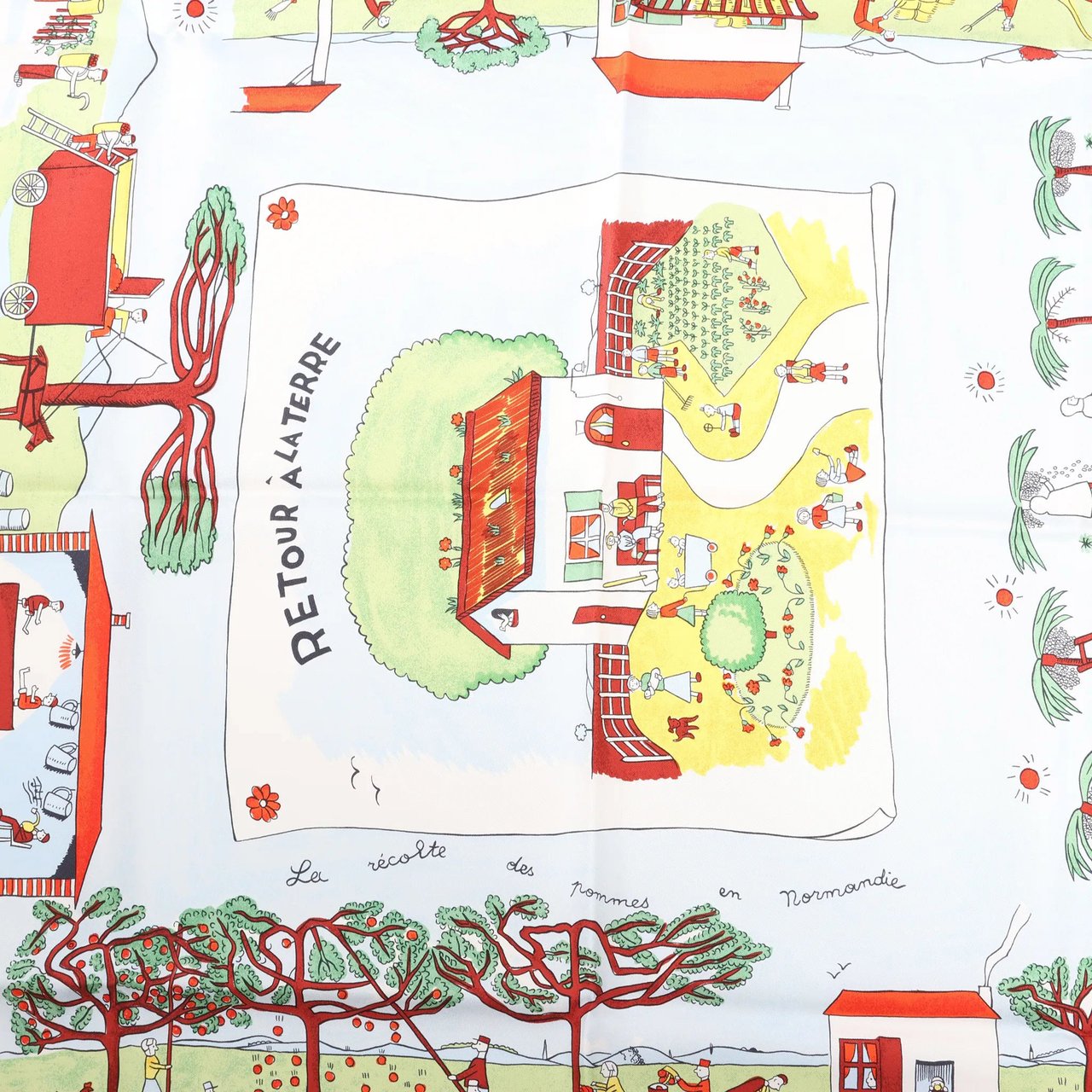 Hermès Hermès Carré 90 "RETOUR A LA TERRE" Silk handkerchief in Light Blue Blauw