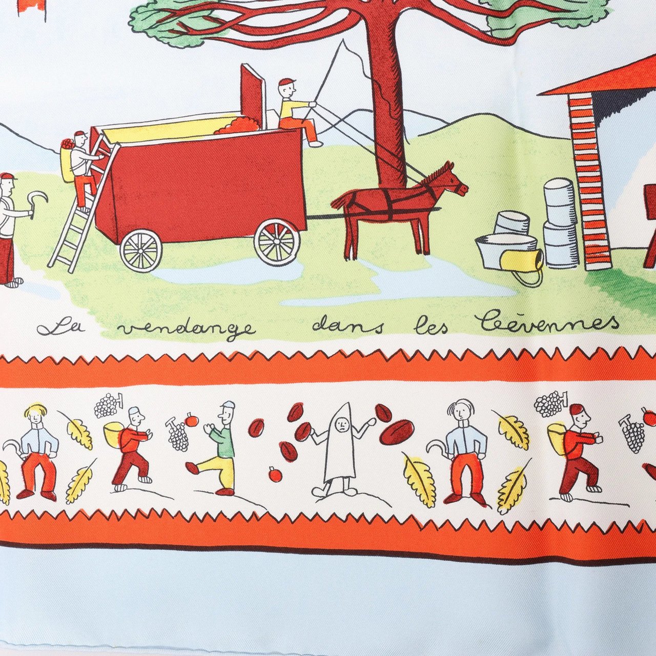 Hermès Hermès Carré 90 "RETOUR A LA TERRE" Silk handkerchief in Light Blue Blauw