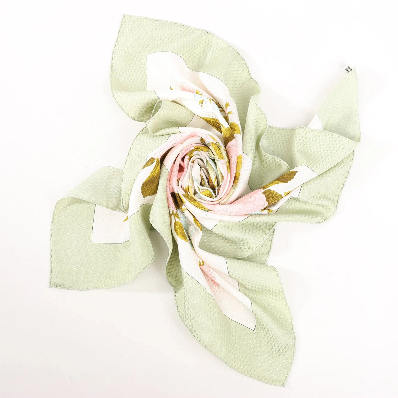 Hermès Hermès Carré 90 "ROMANTIQUE" Silk handkerchief in Green Divers