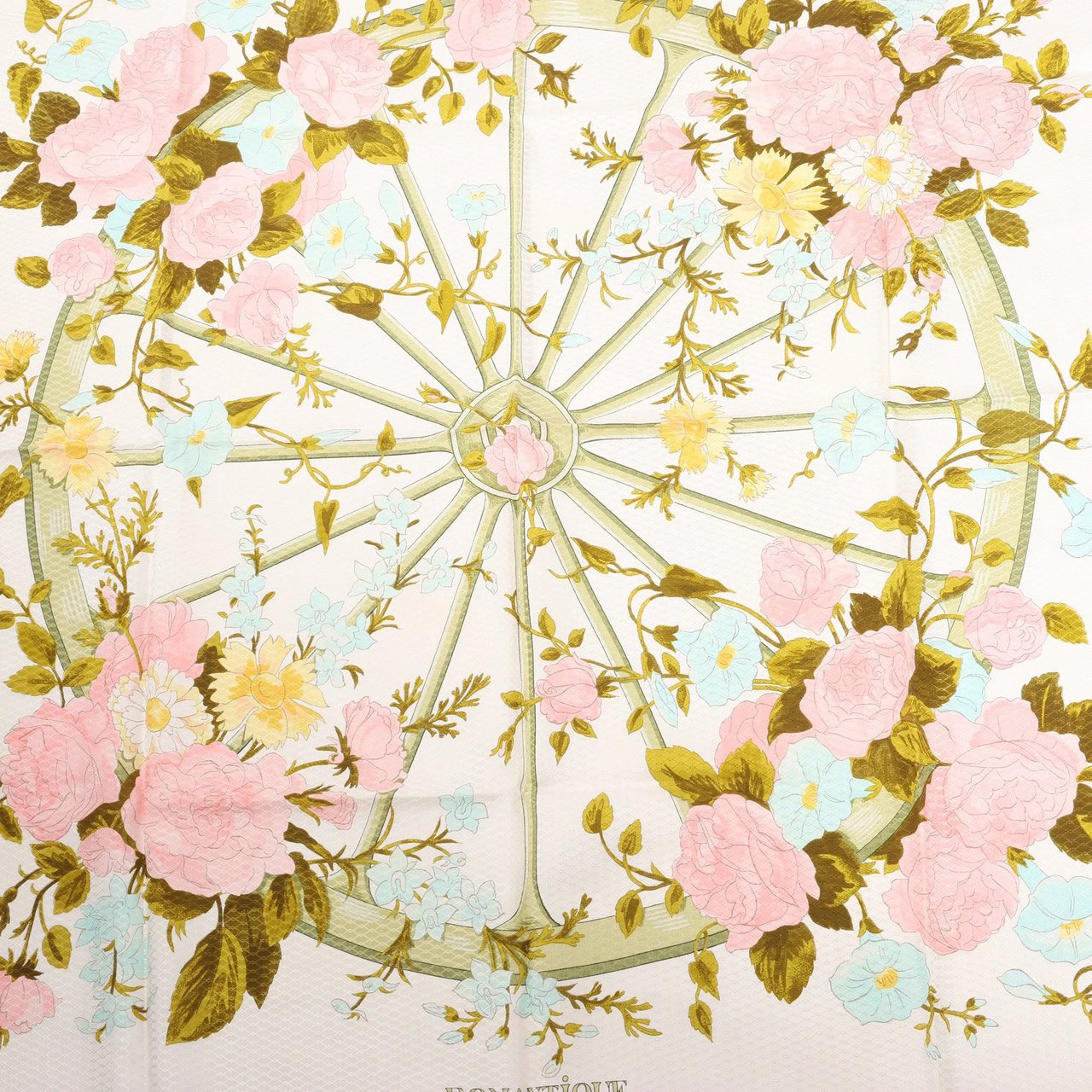 Hermès Hermès Carré 90 "ROMANTIQUE" Silk handkerchief in Green Divers