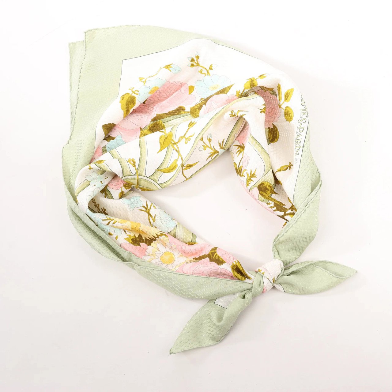 Hermès Hermès Carré 90 "ROMANTIQUE" Silk handkerchief in Green Divers