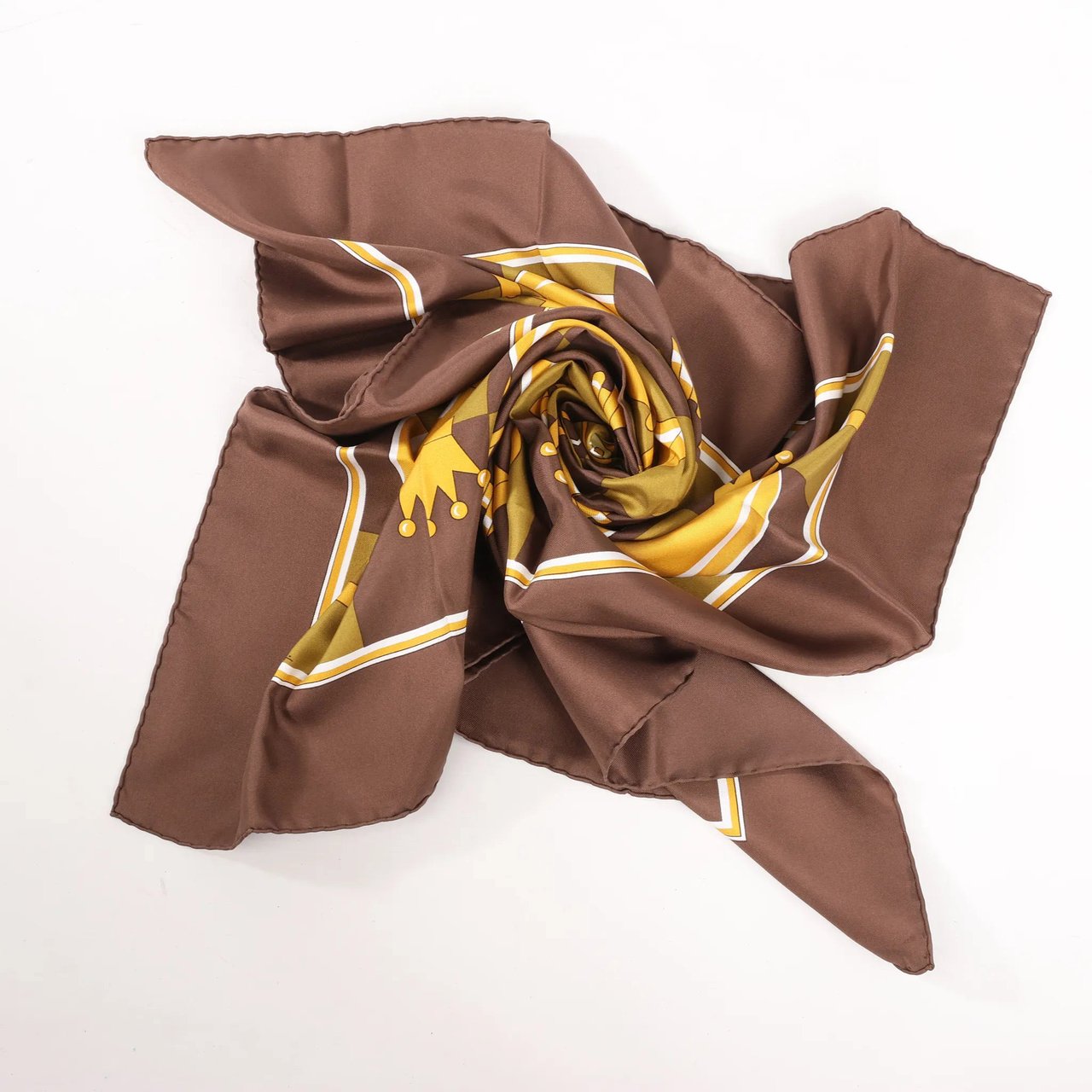 Hermès Hermès Carré 90 "ÉCHIQUIER" Silk handkerchief in Brown Bruin