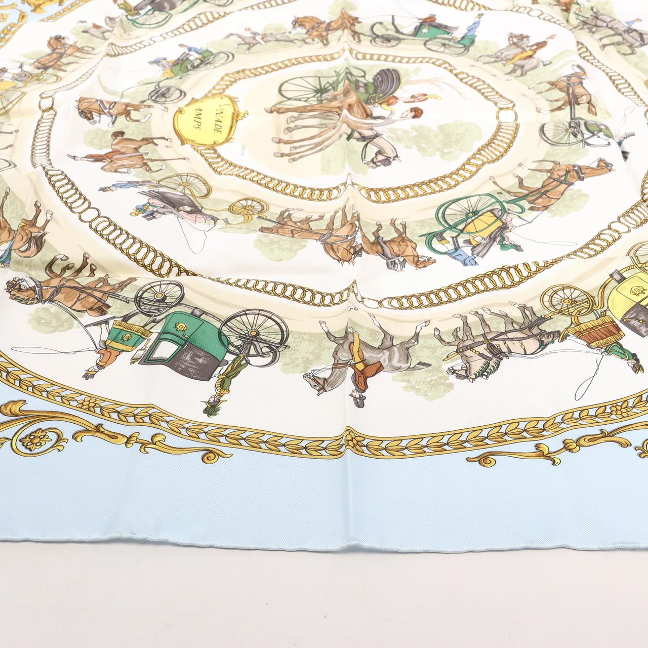 Hermès Hermès Carré 90 "LA PROMENADE DE LONGCHAMPS" Silk handkerchief in Blue Blauw