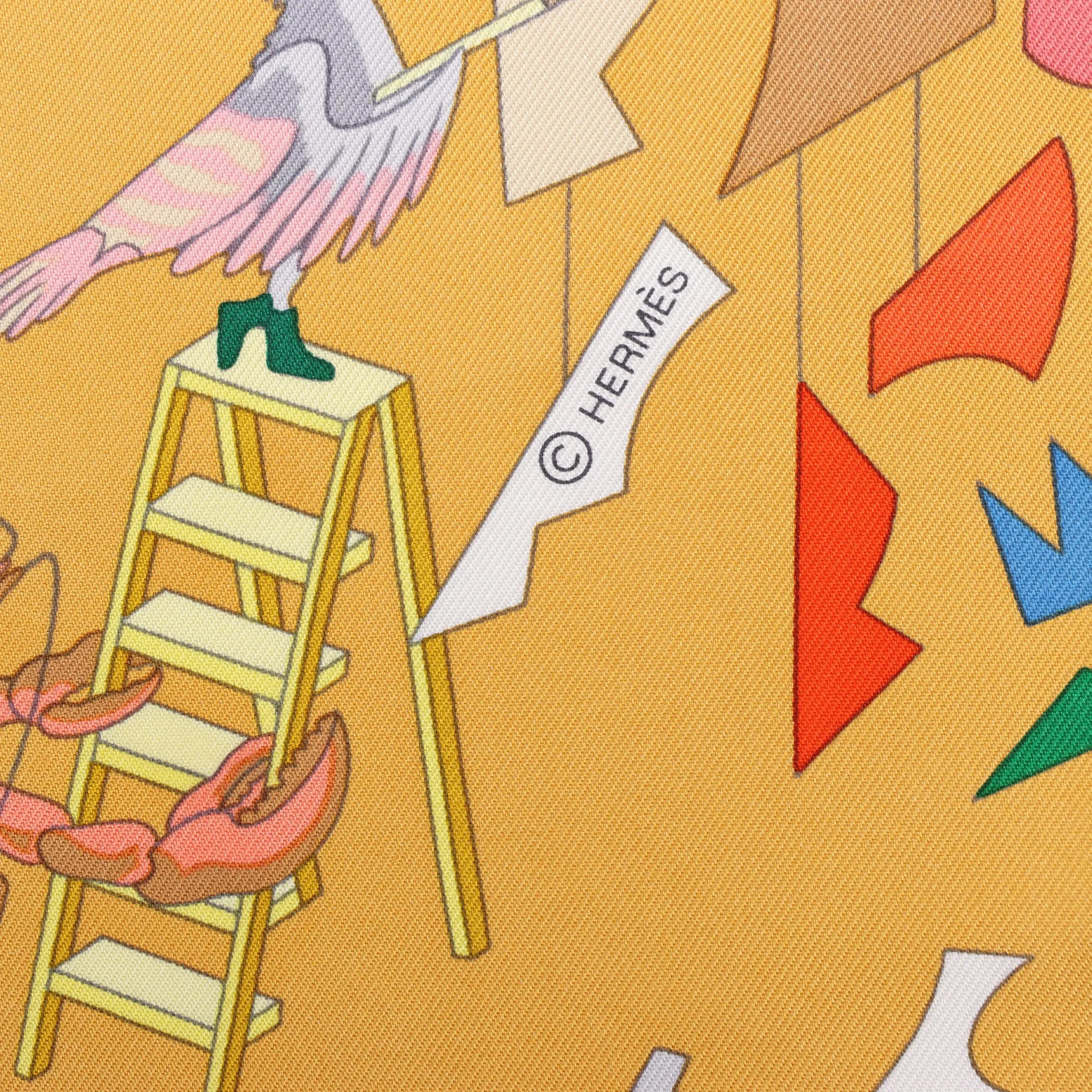 Hermès Hermès Carré 90 "Academia Ipica" Silk handkerchief in Orange Oranje