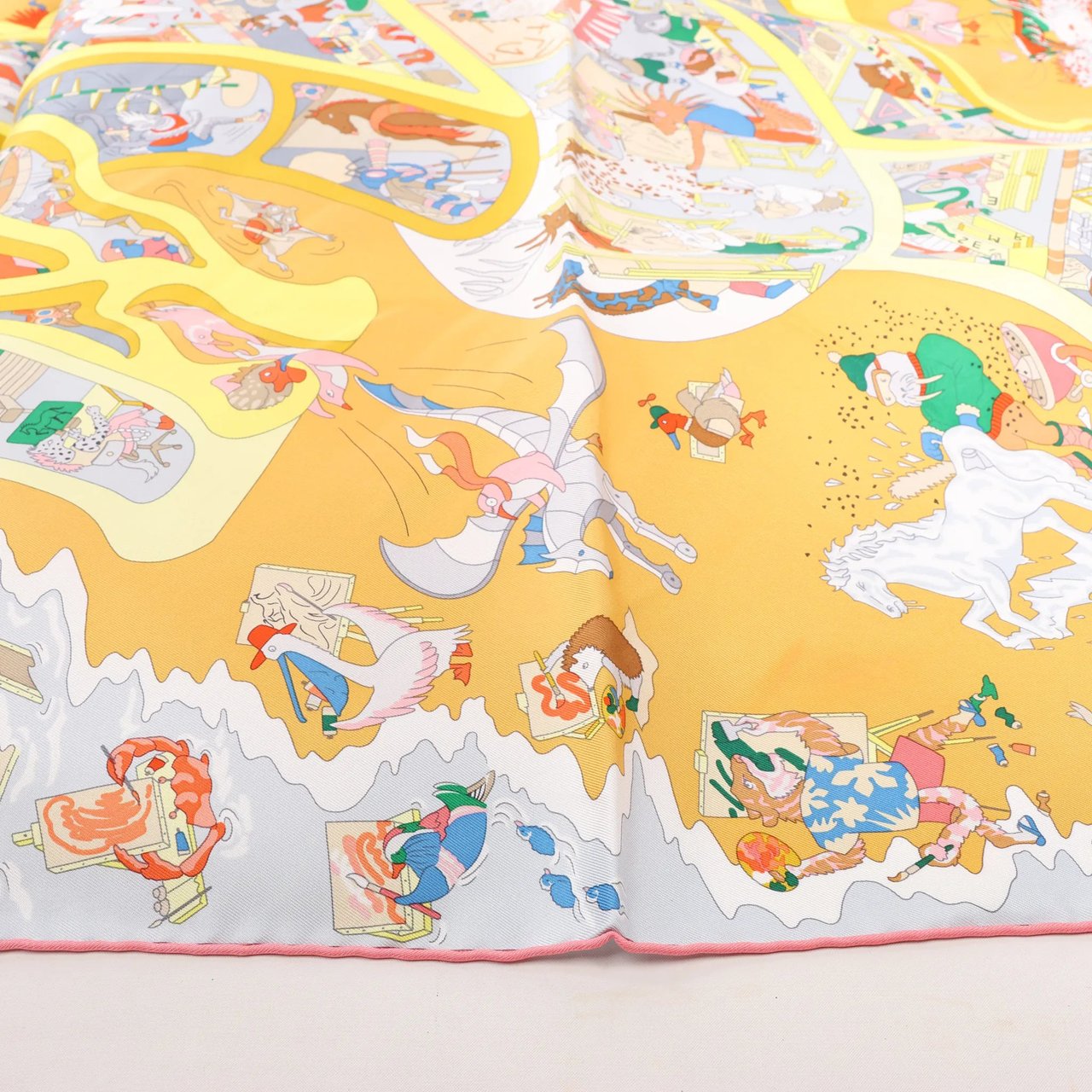 Hermès Hermès Carré 90 "Academia Ipica" Silk handkerchief in Orange Oranje