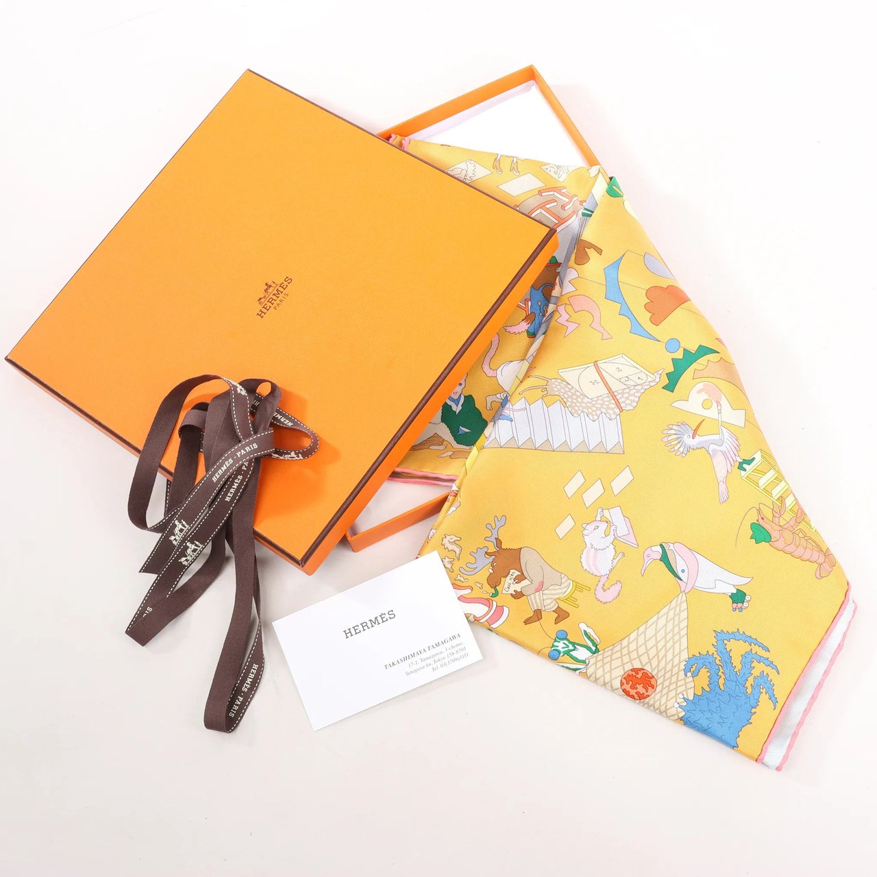 Hermès Hermès Carré 90 "Academia Ipica" Silk handkerchief in Orange Oranje
