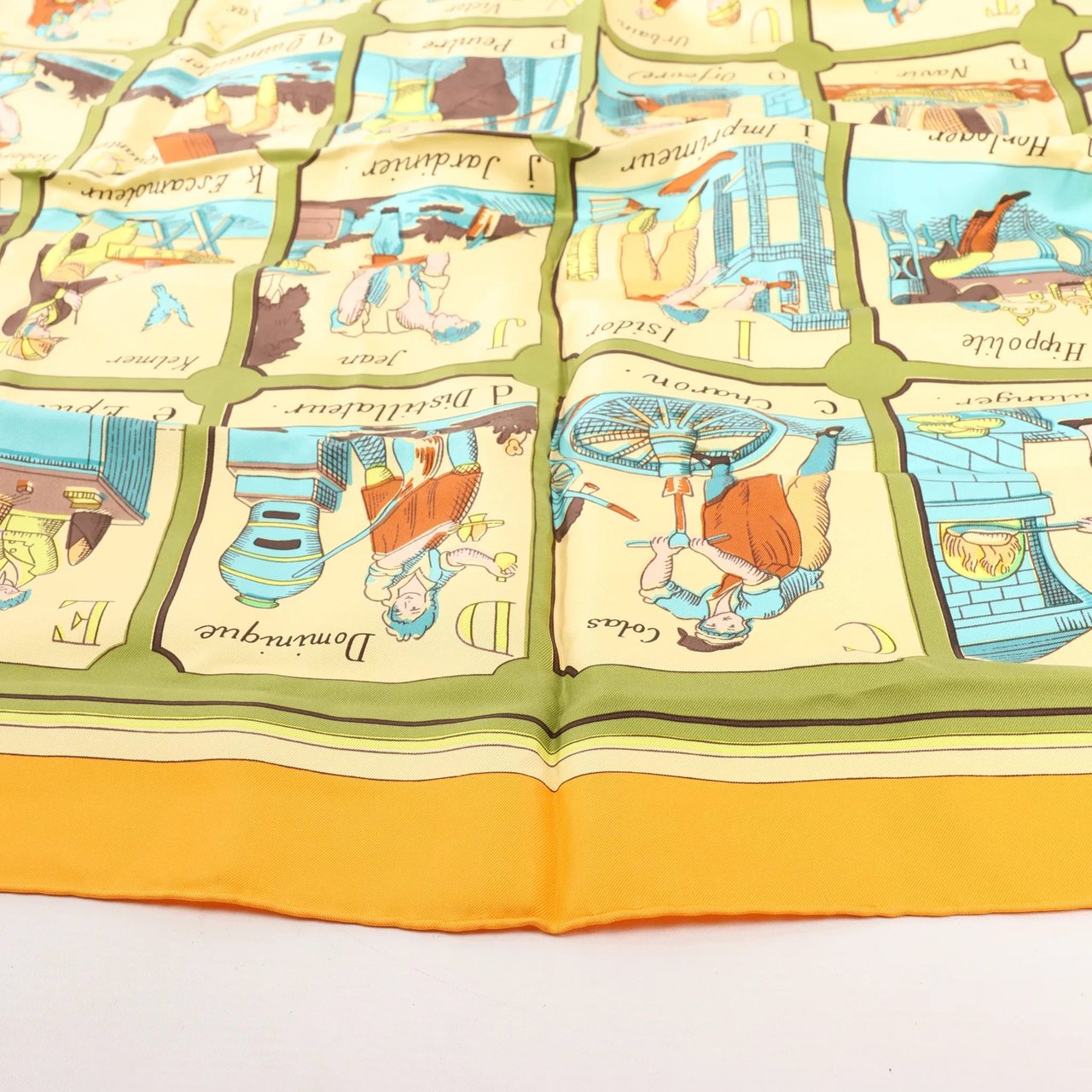 Hermès Hermès Carré 90 "L'ALPHABET DES METIERS" Silk handkerchief in Orange Oranje