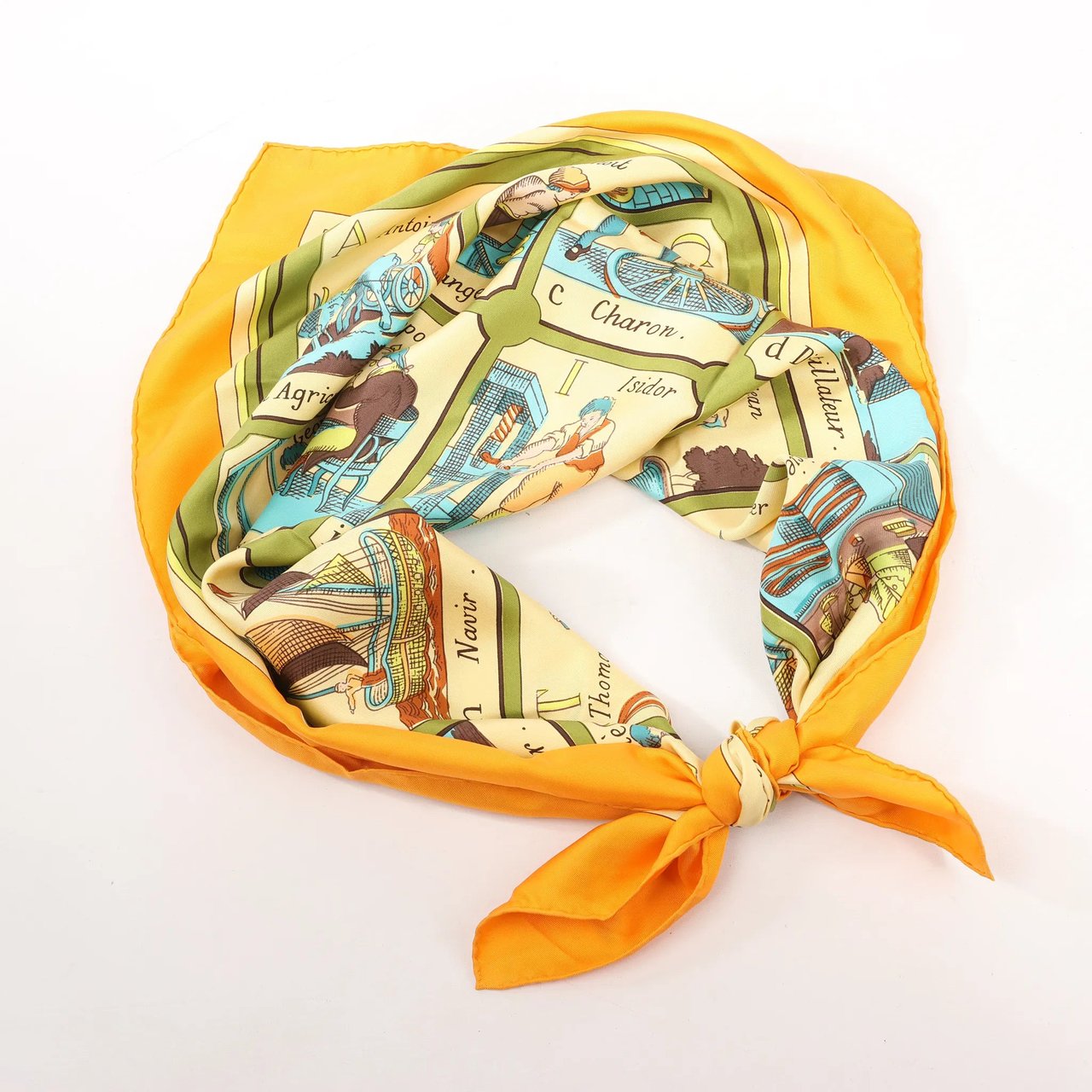 Hermès Hermès Carré 90 "L'ALPHABET DES METIERS" Silk handkerchief in Orange Oranje