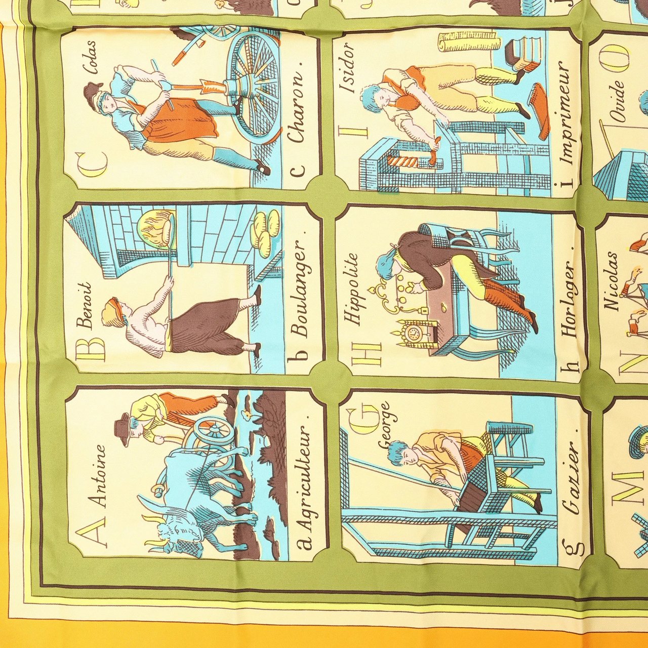 Hermès Hermès Carré 90 "L'ALPHABET DES METIERS" Silk handkerchief in Orange Oranje