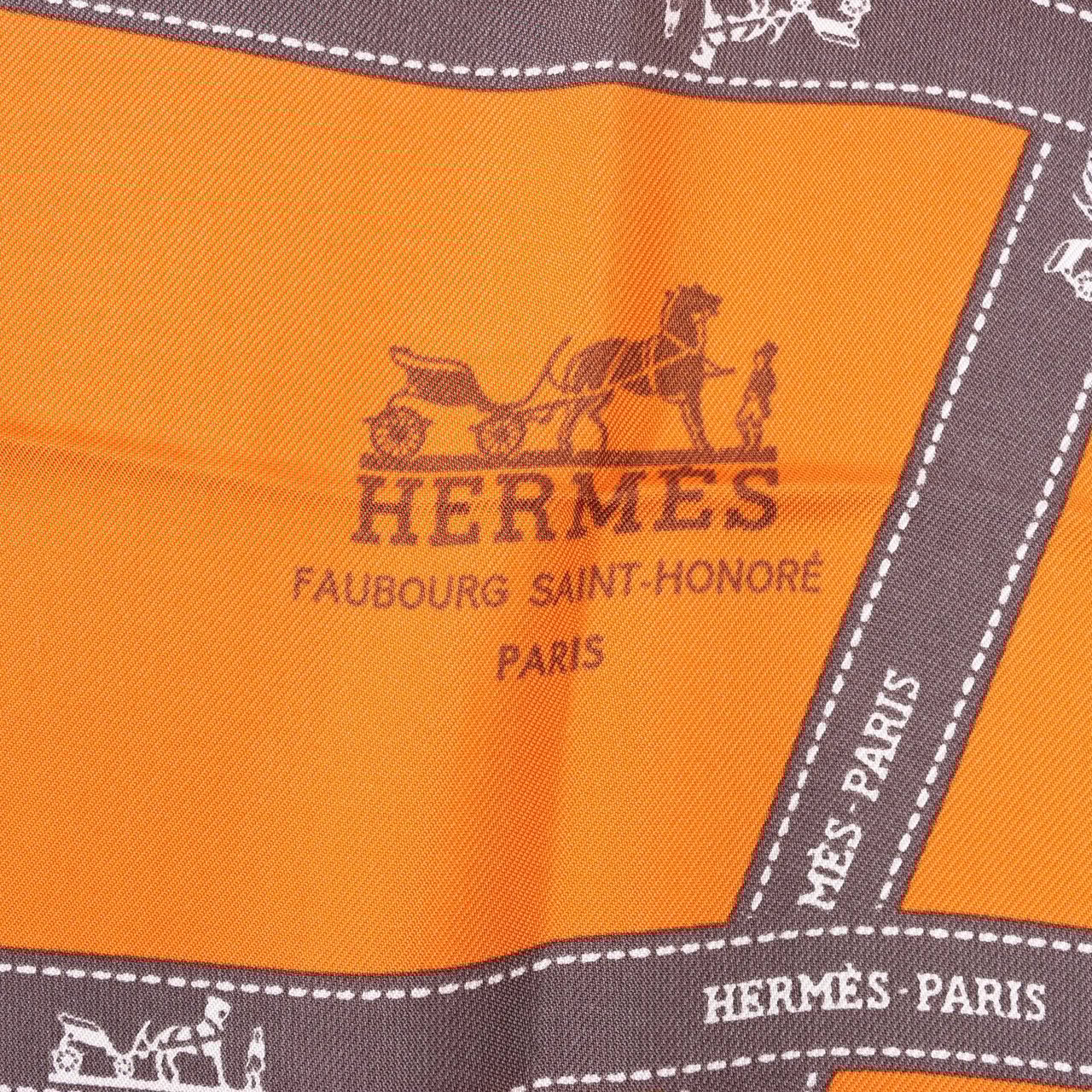 Hermès Hermès Carré 90 "Bolduc Ribbon" Silk handkerchief in Orange Oranje